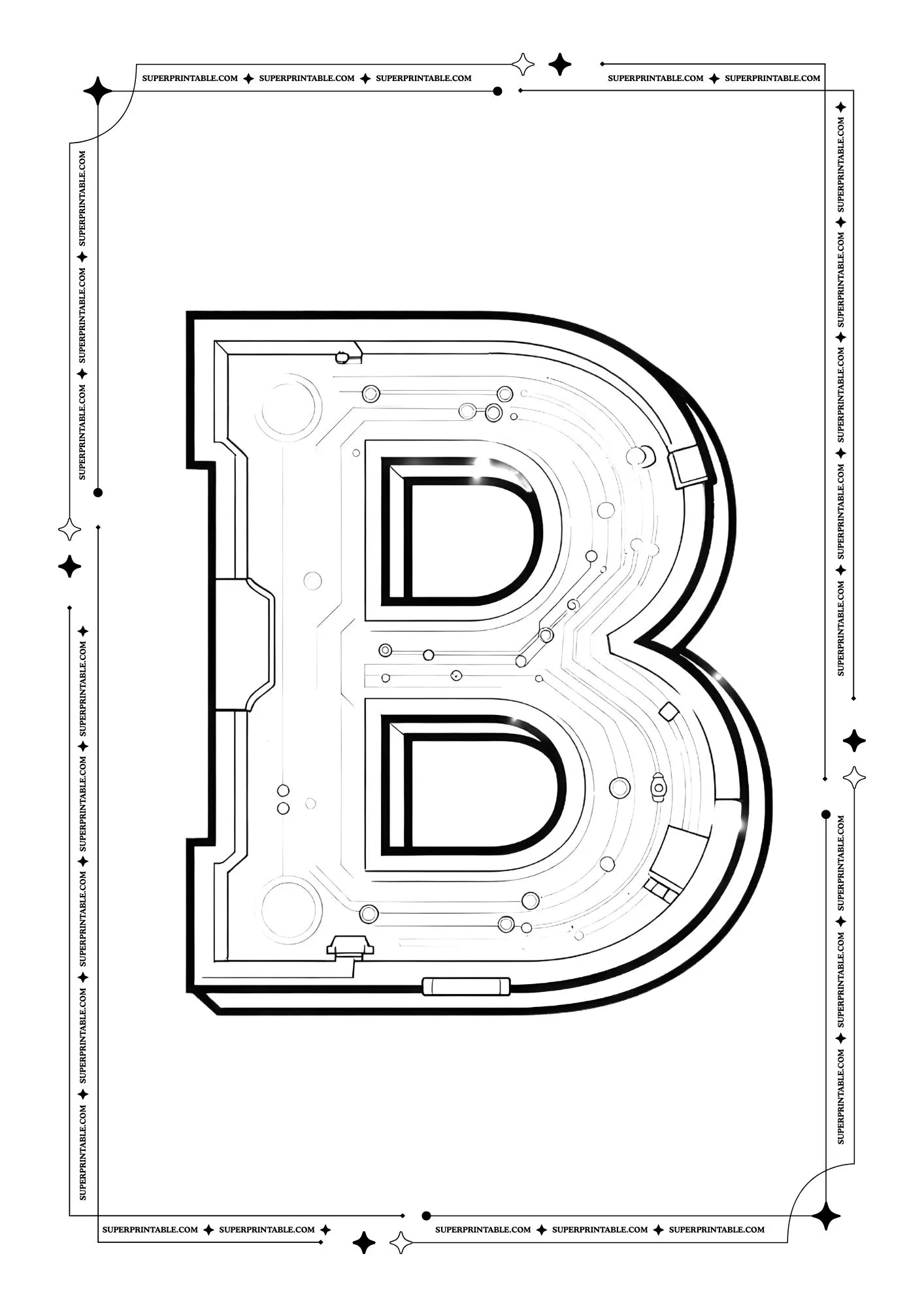 Futuristic Alphabet Coloring Pages 2