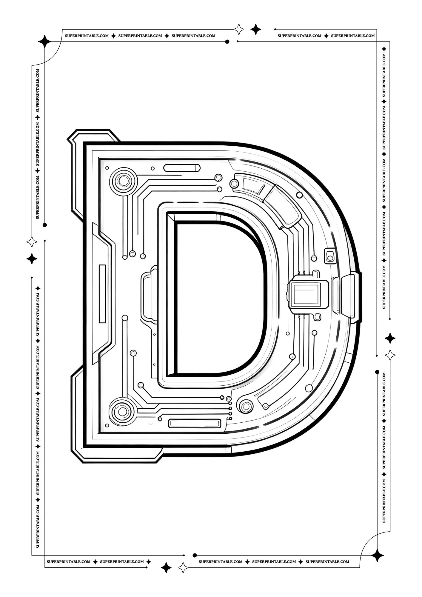 Futuristic Alphabet Coloring Pages 4