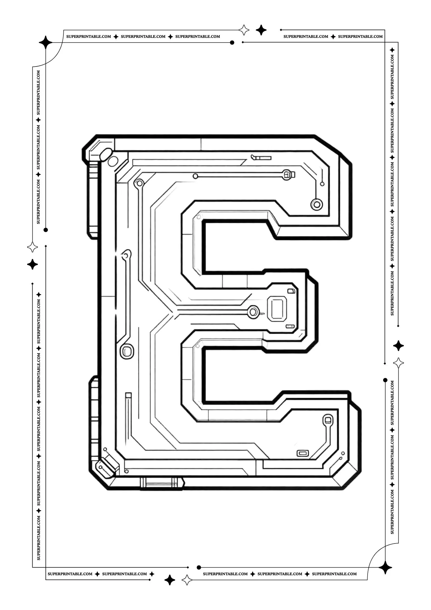 Futuristic Alphabet Coloring Pages 5