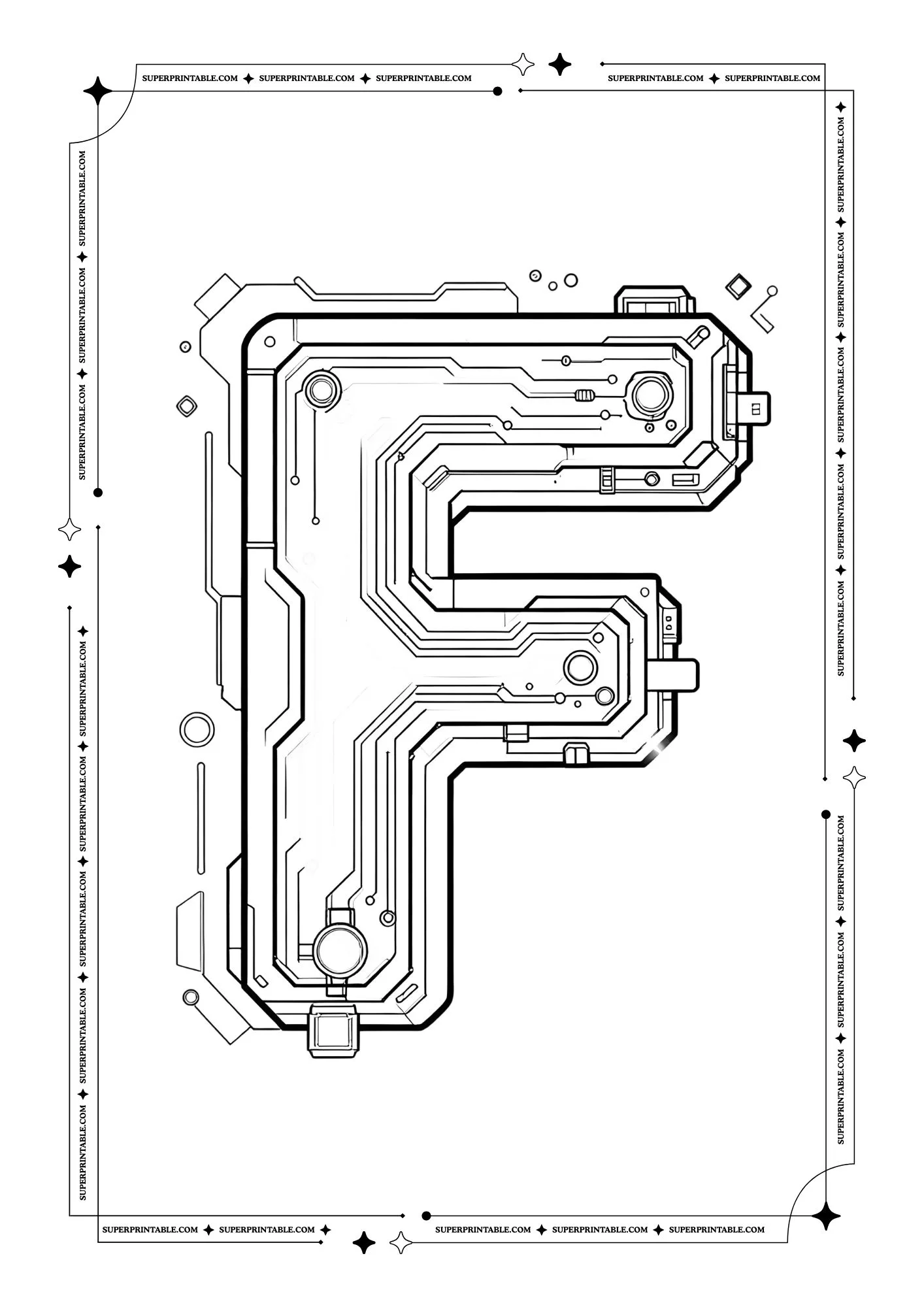 Futuristic Alphabet Coloring Pages 6