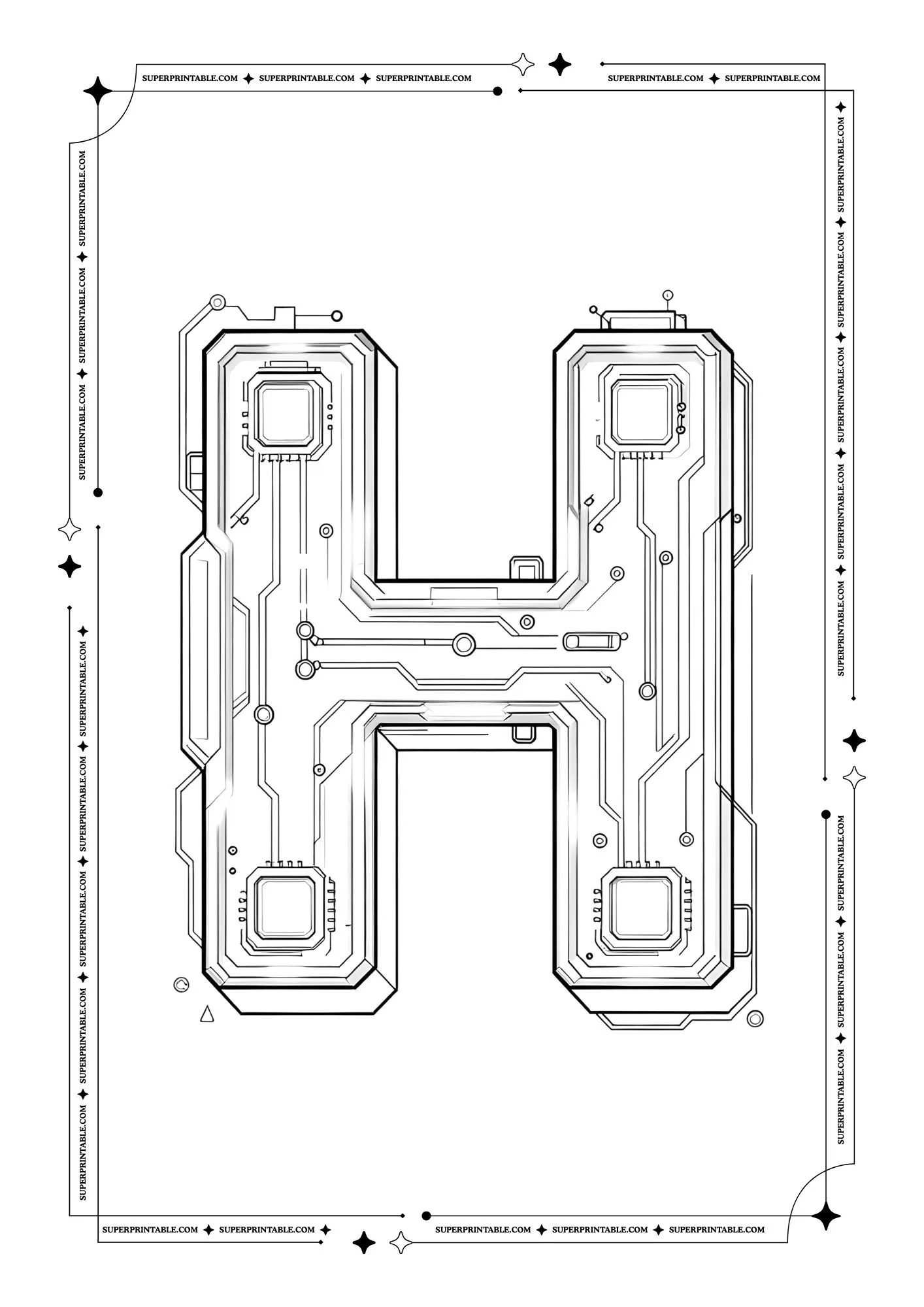Futuristic Alphabet Coloring Pages 8