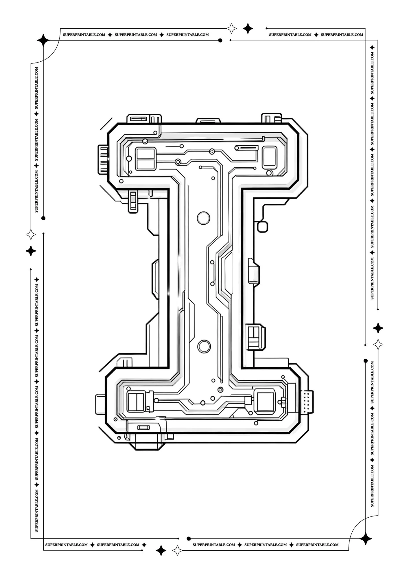 Futuristic Alphabet Coloring Pages 9
