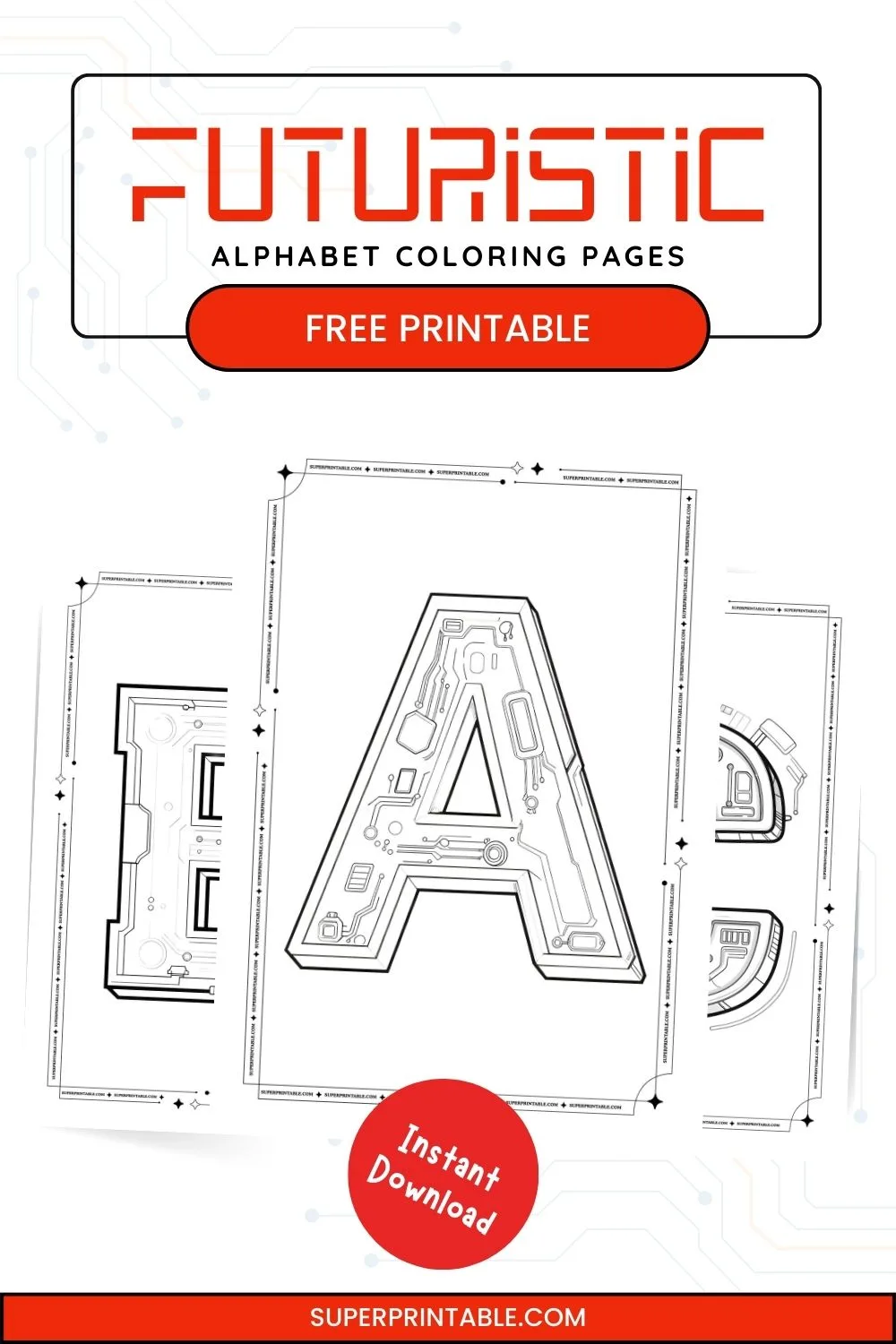 Futuristic Alphabet Coloring Pages Pinterest Image