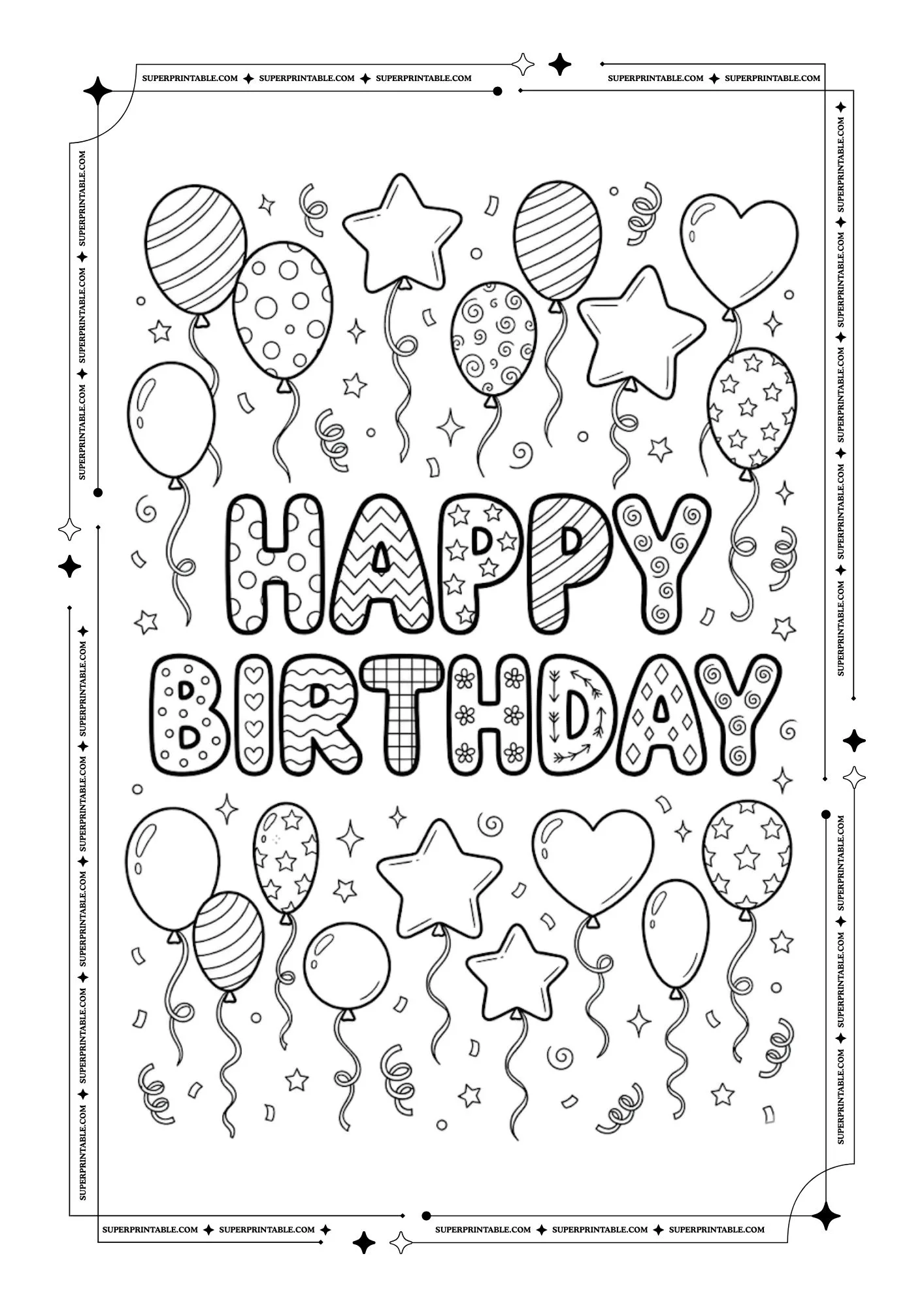 Happy Birthday Coloring Pages 1