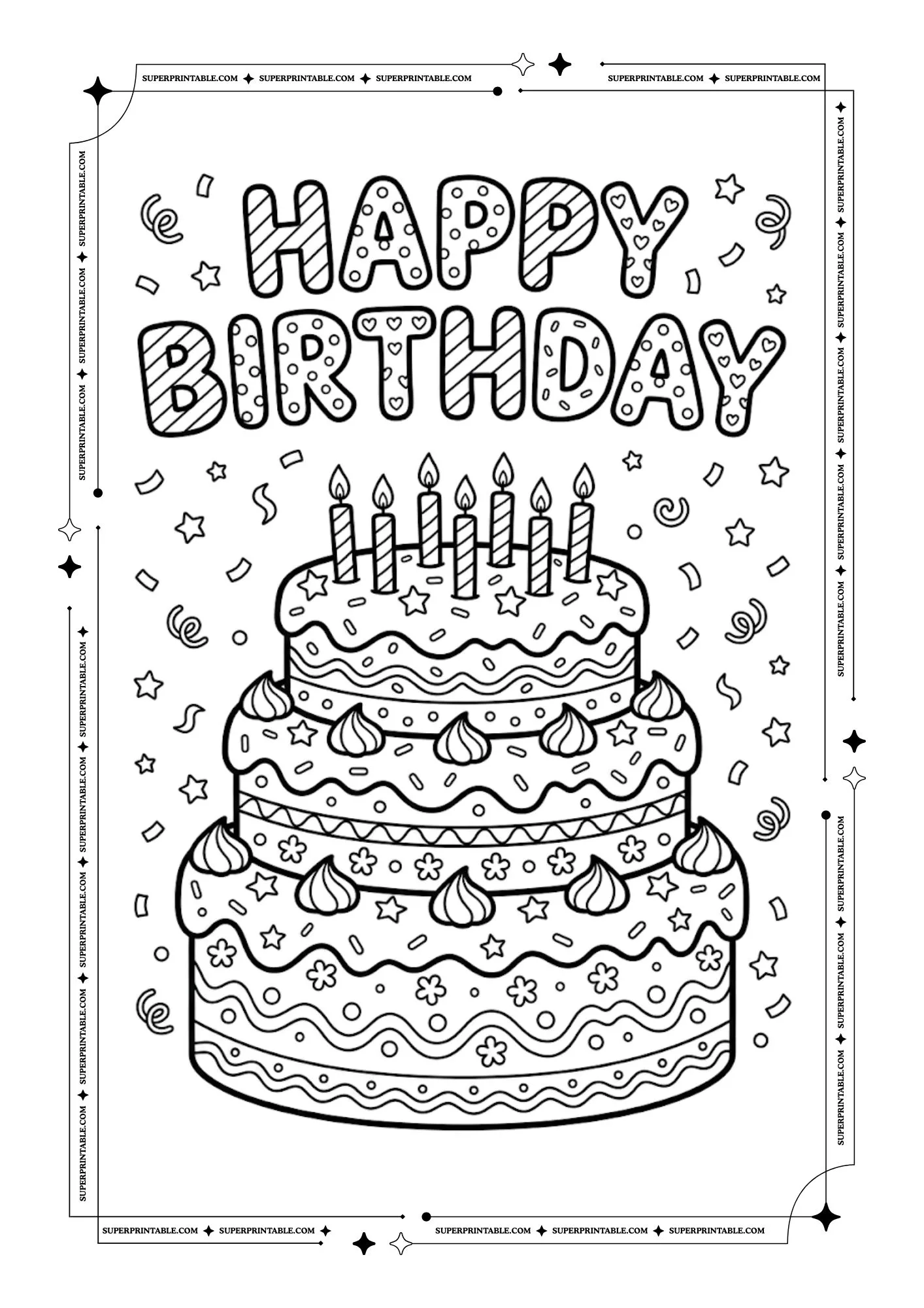 Happy Birthday Coloring Pages 2