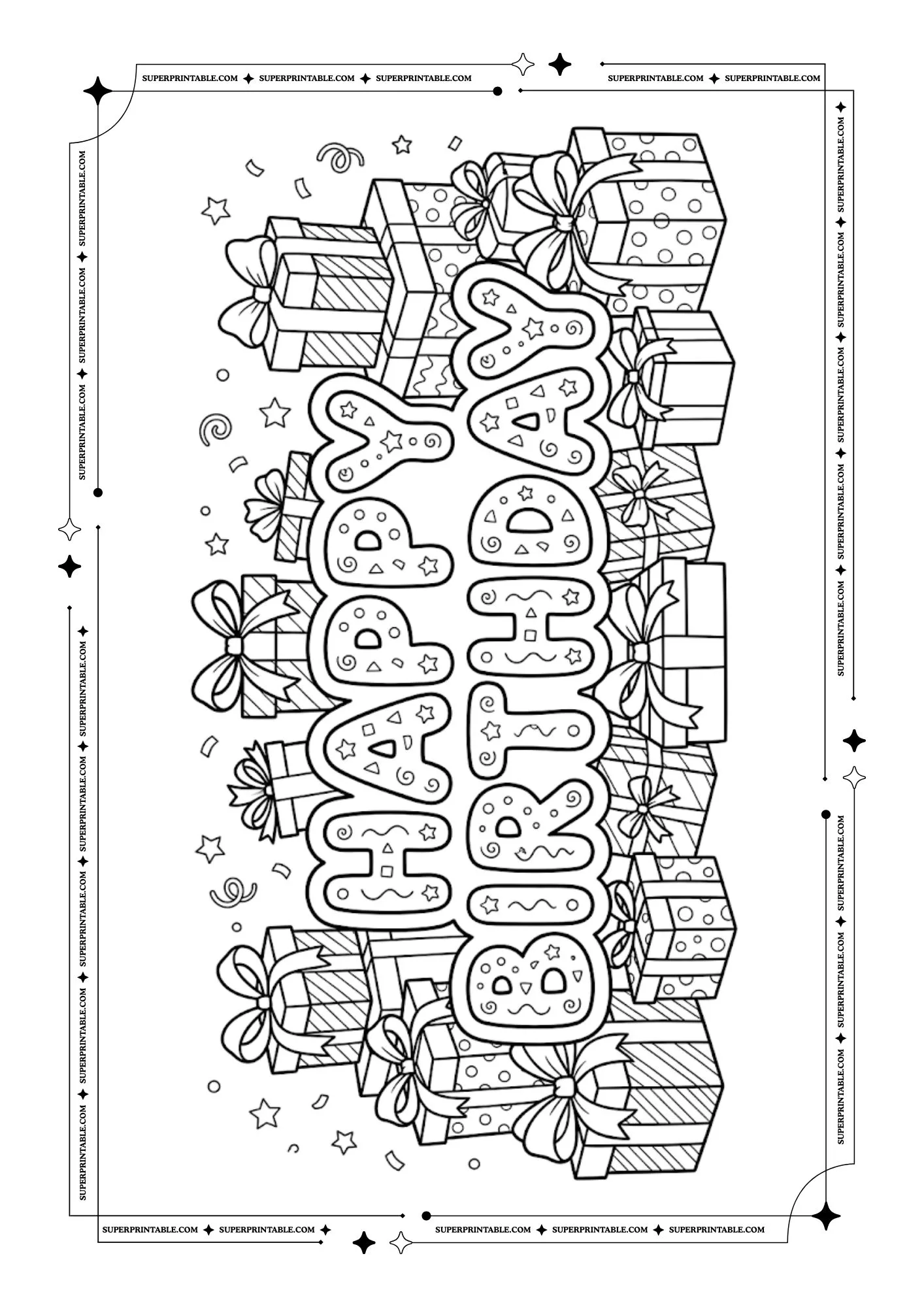 Happy Birthday Coloring Pages 3