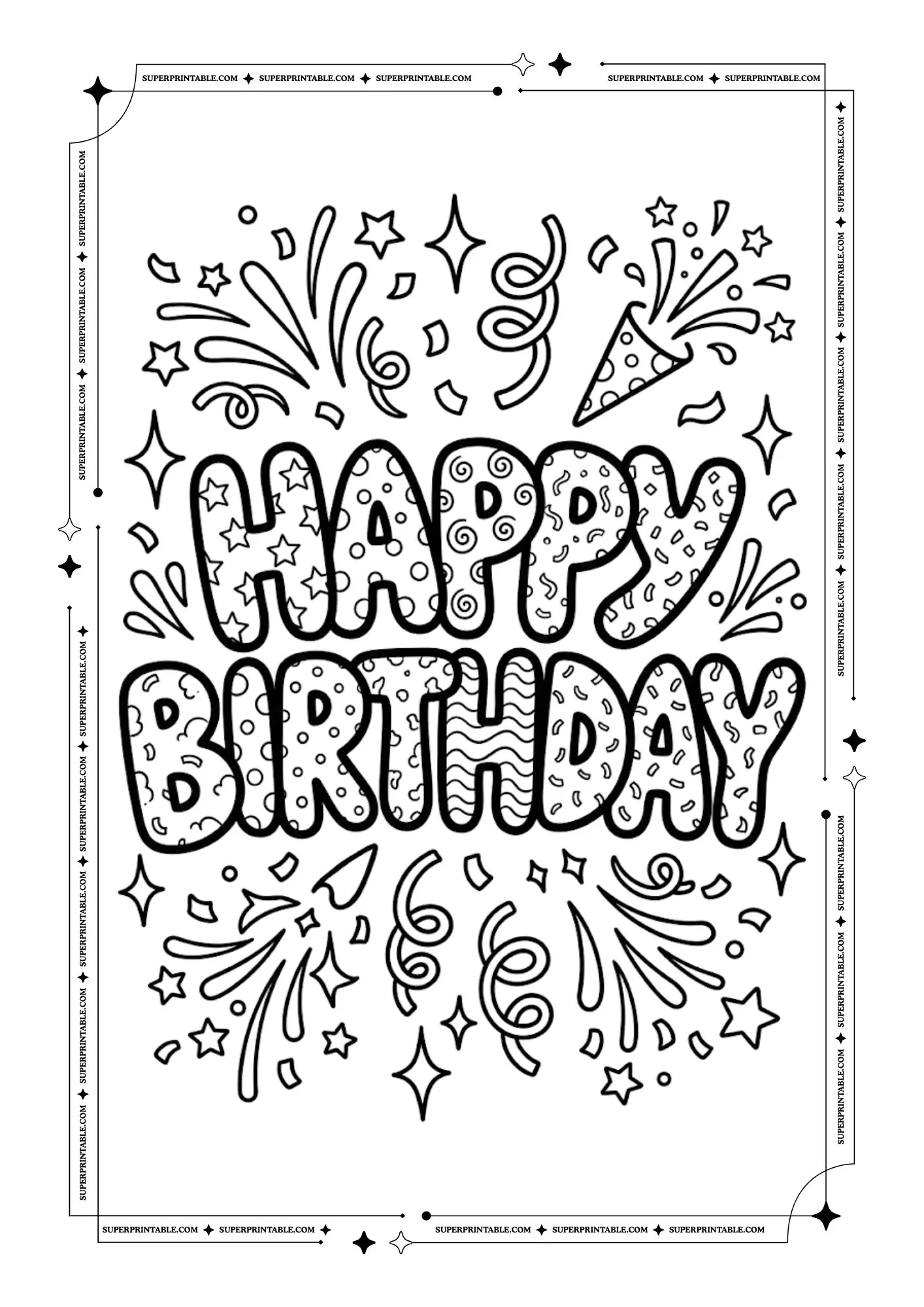 Happy Birthday Coloring Pages 6