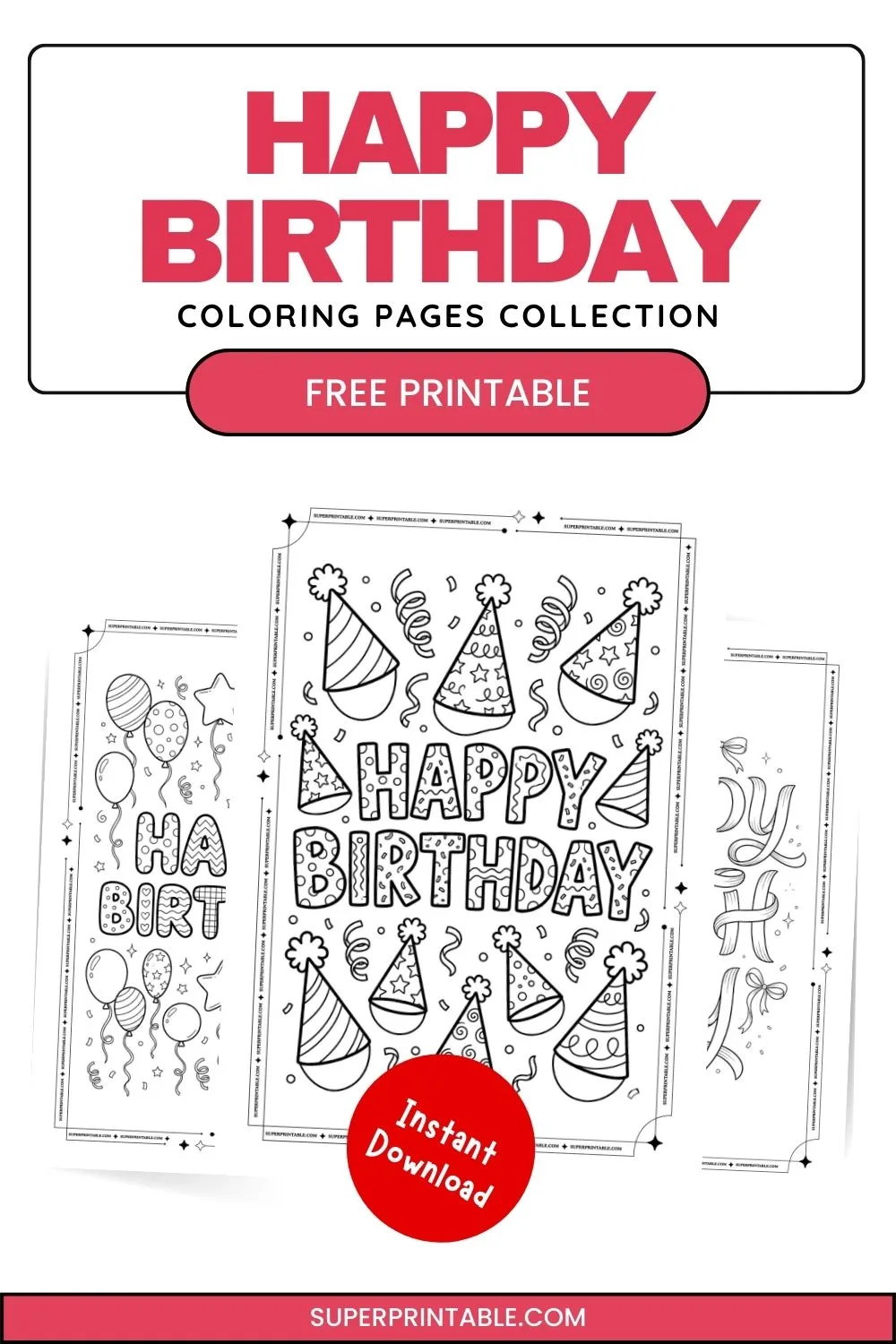 Happy Birthday Coloring Pages Pinterest Image