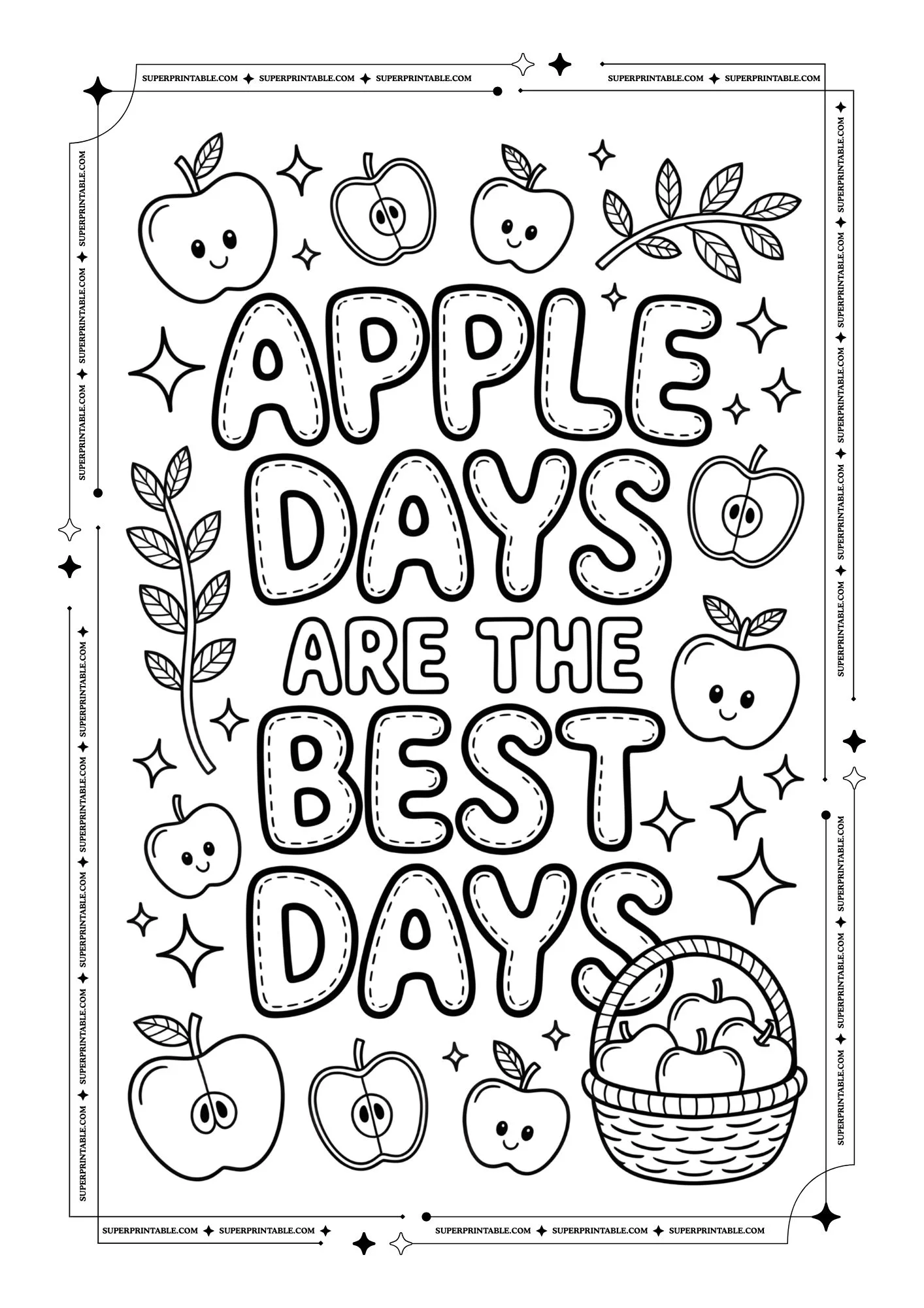 Healthy Apple Coloring Posters 1