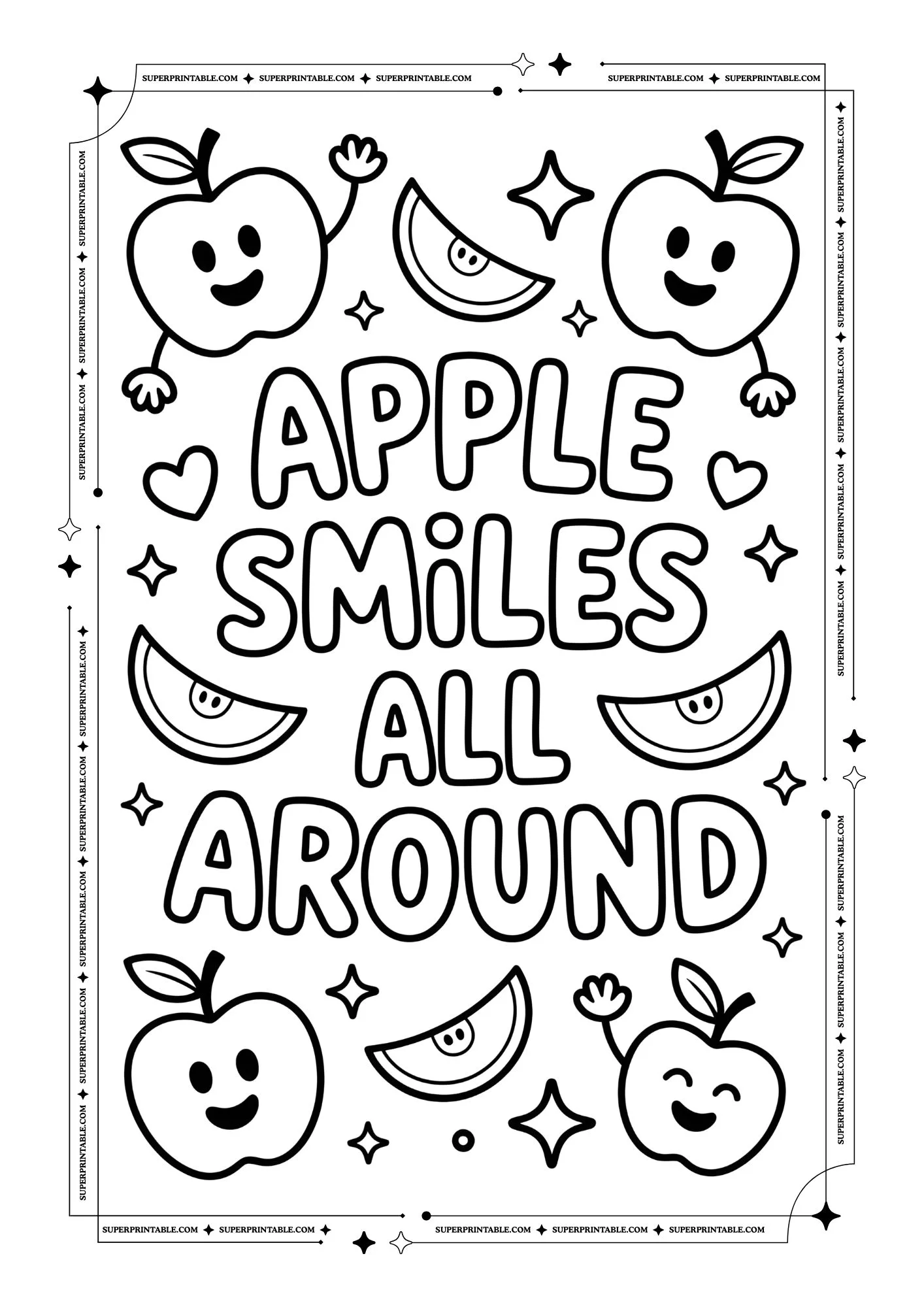 Healthy Apple Coloring Posters 10