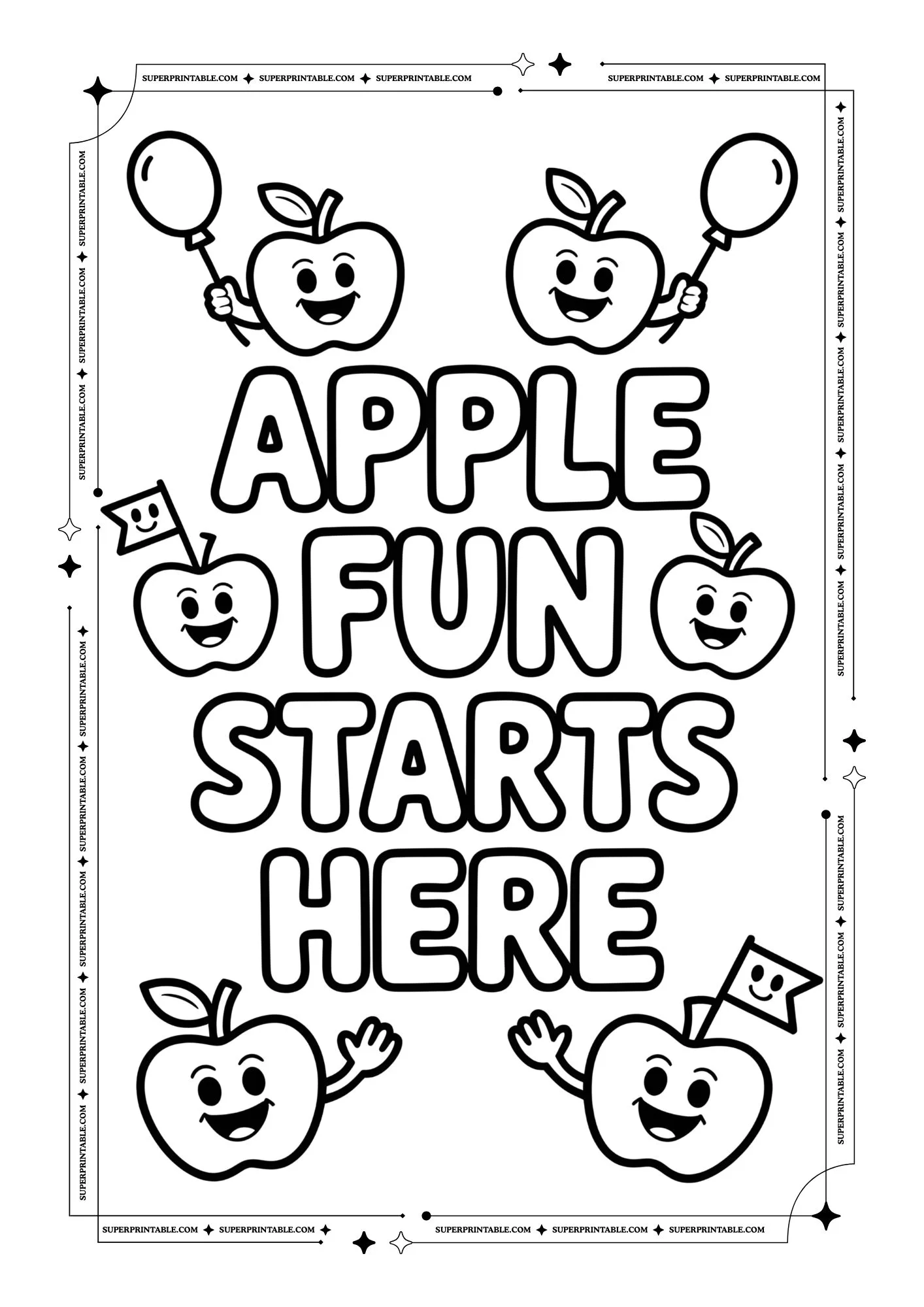 Healthy Apple Coloring Posters 13