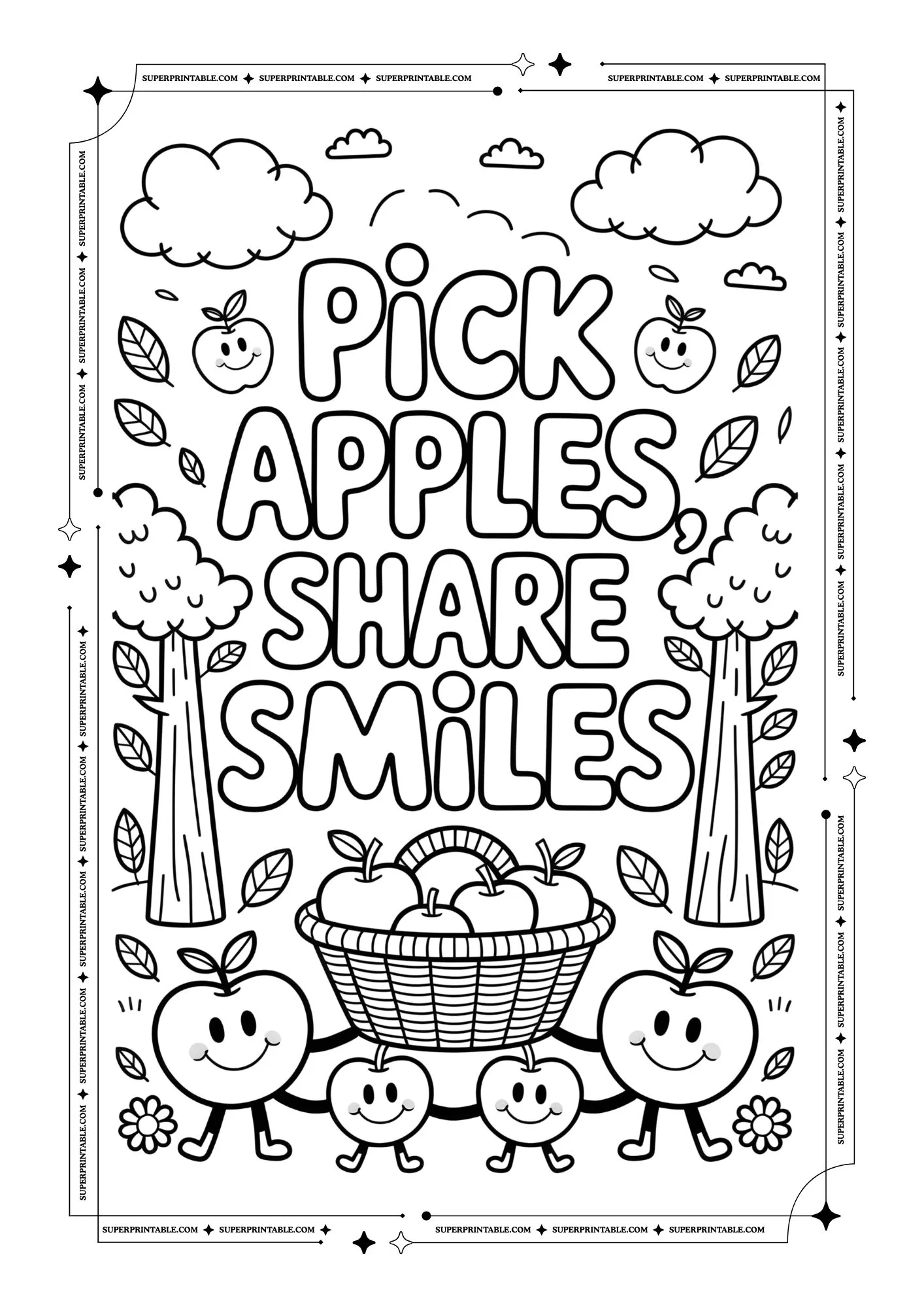 Healthy Apple Coloring Posters 2