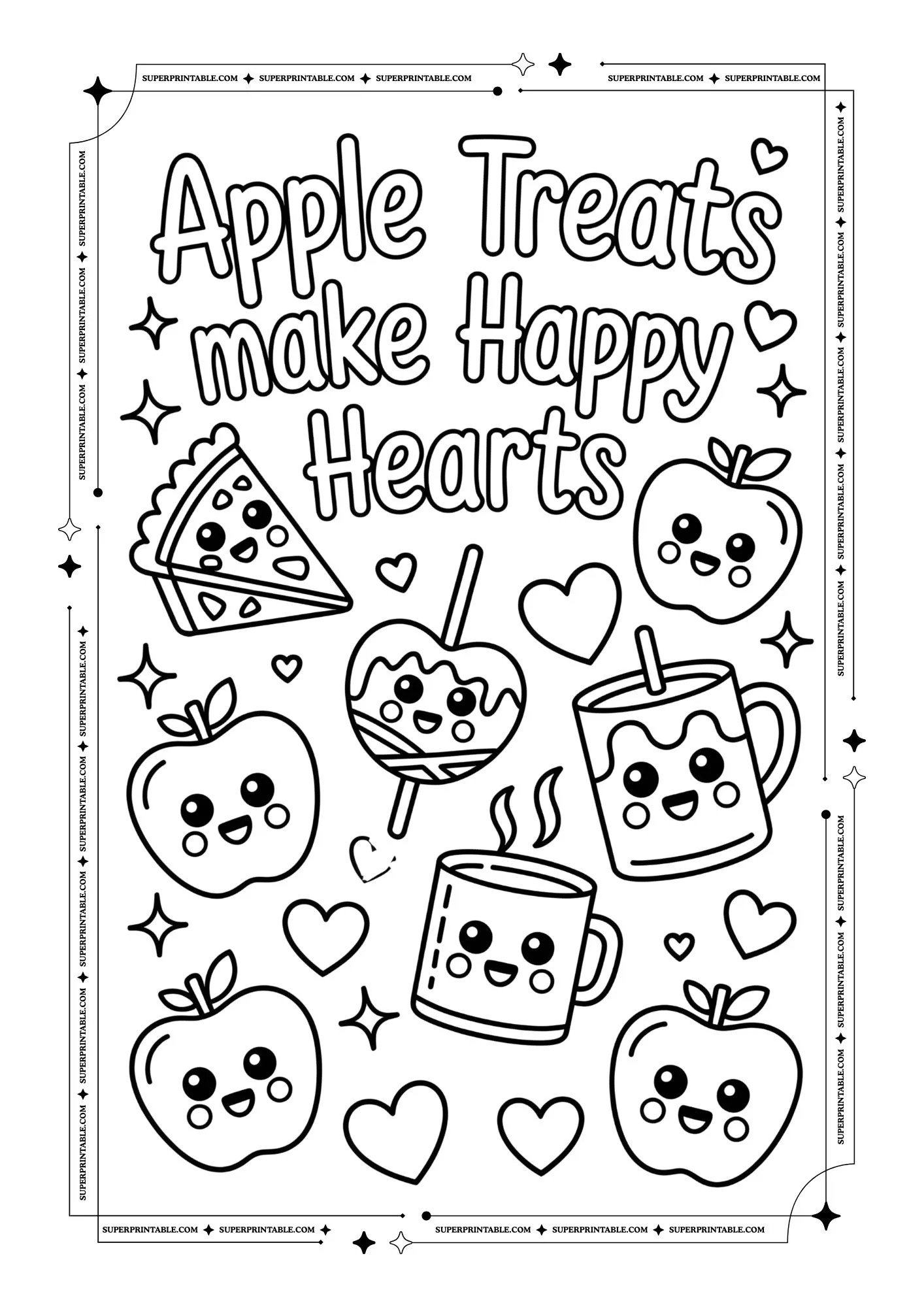 Healthy Apple Coloring Posters 3