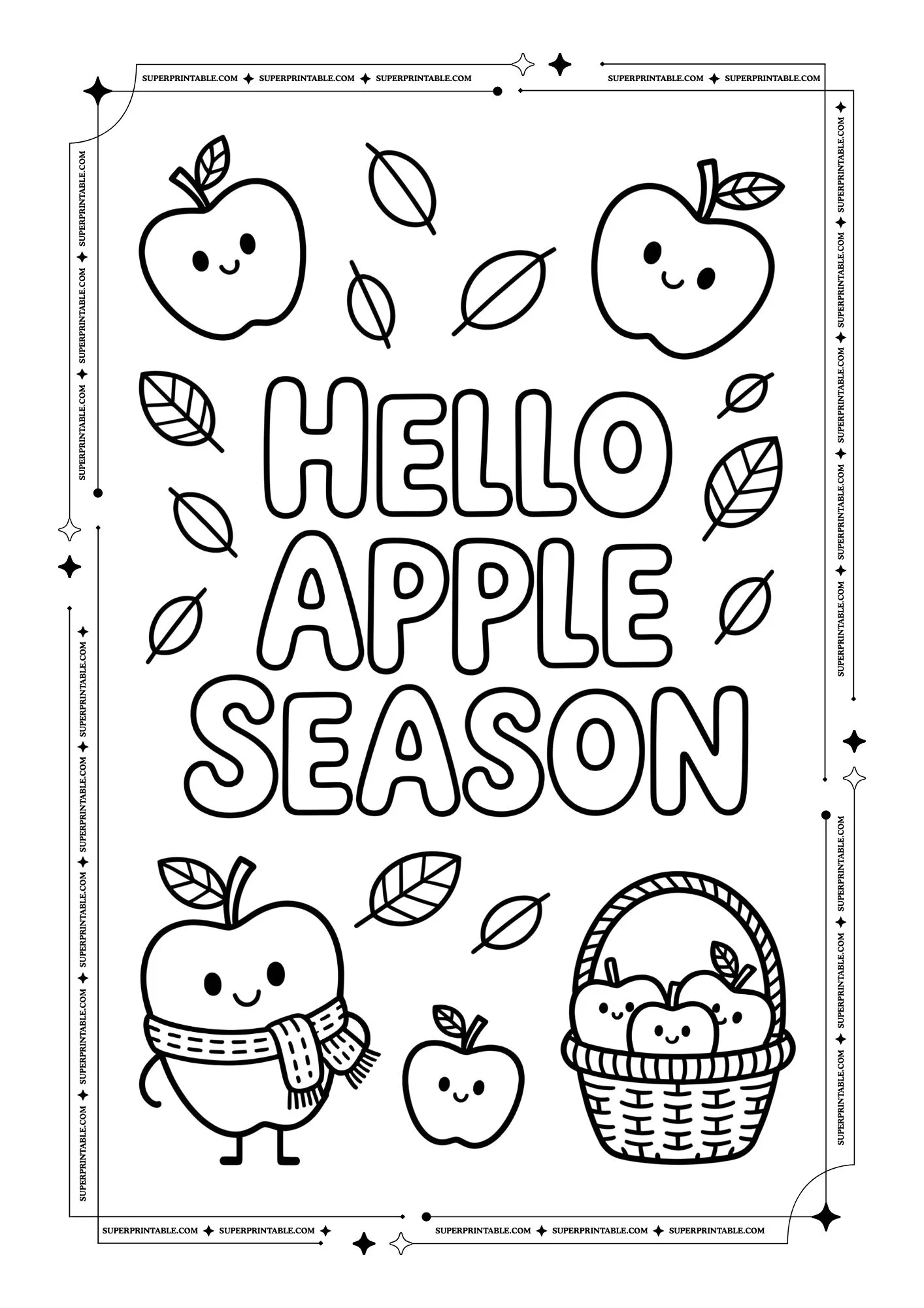 Healthy Apple Coloring Posters 4