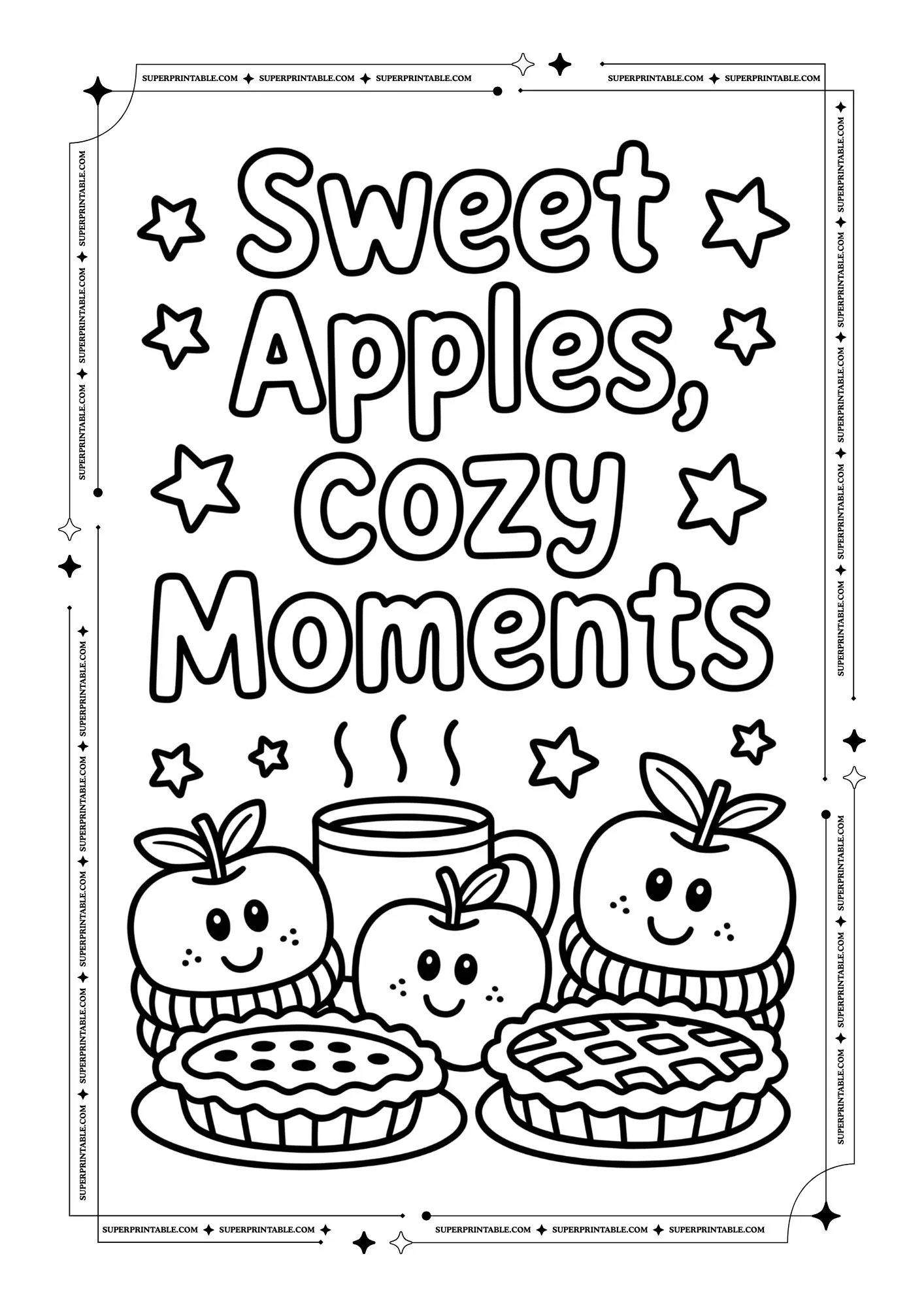 Healthy Apple Coloring Posters 5