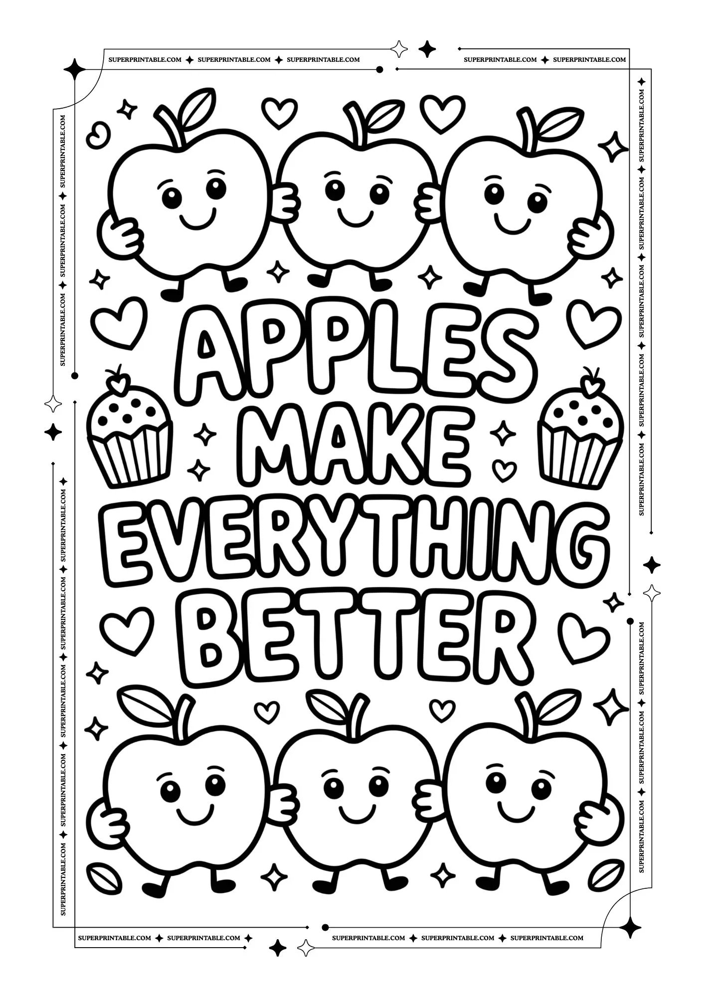 Healthy Apple Coloring Posters 6