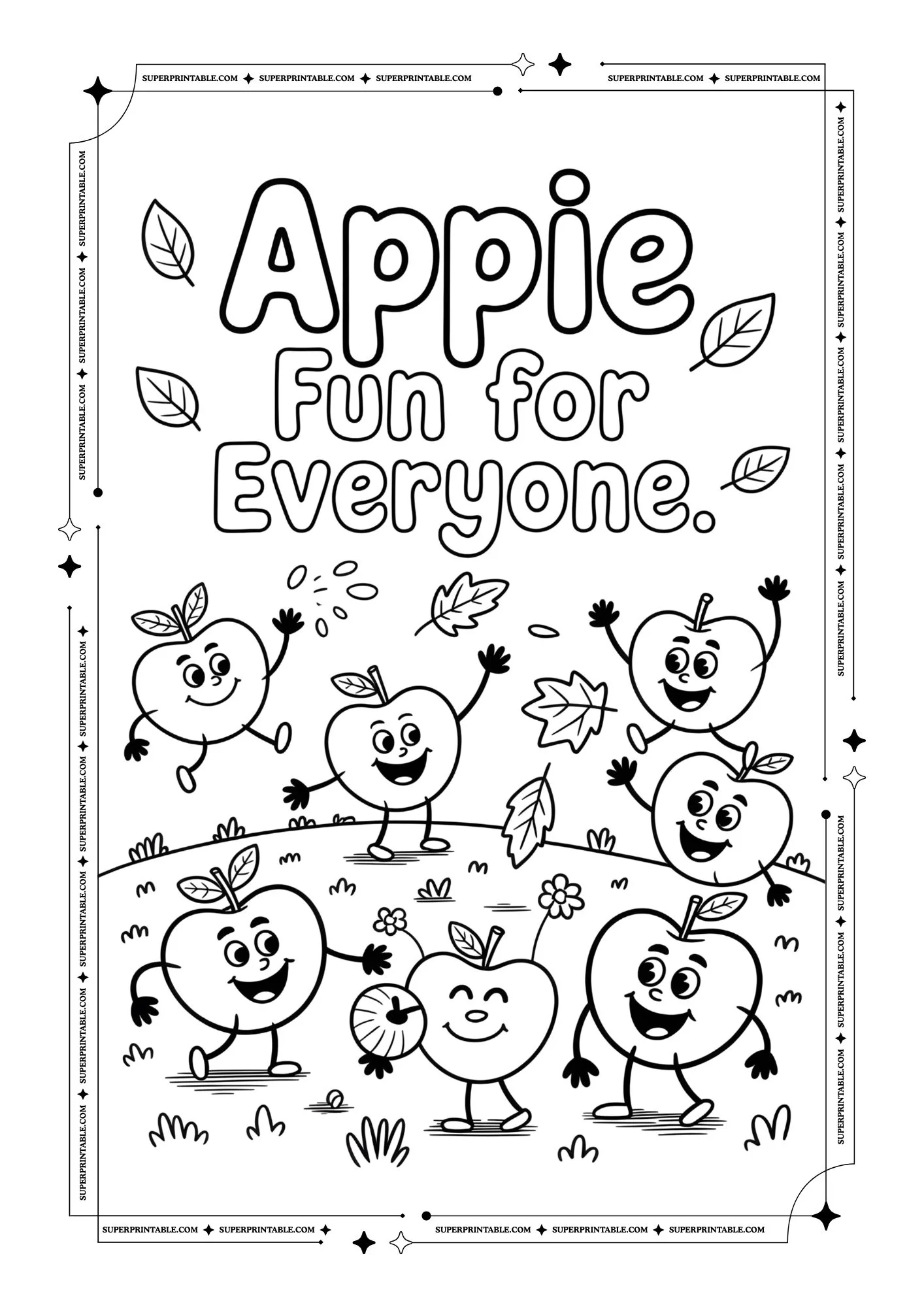 Healthy Apple Coloring Posters 7