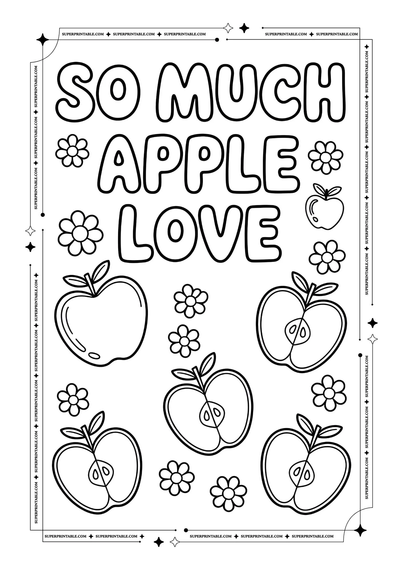 Healthy Apple Coloring Posters 8