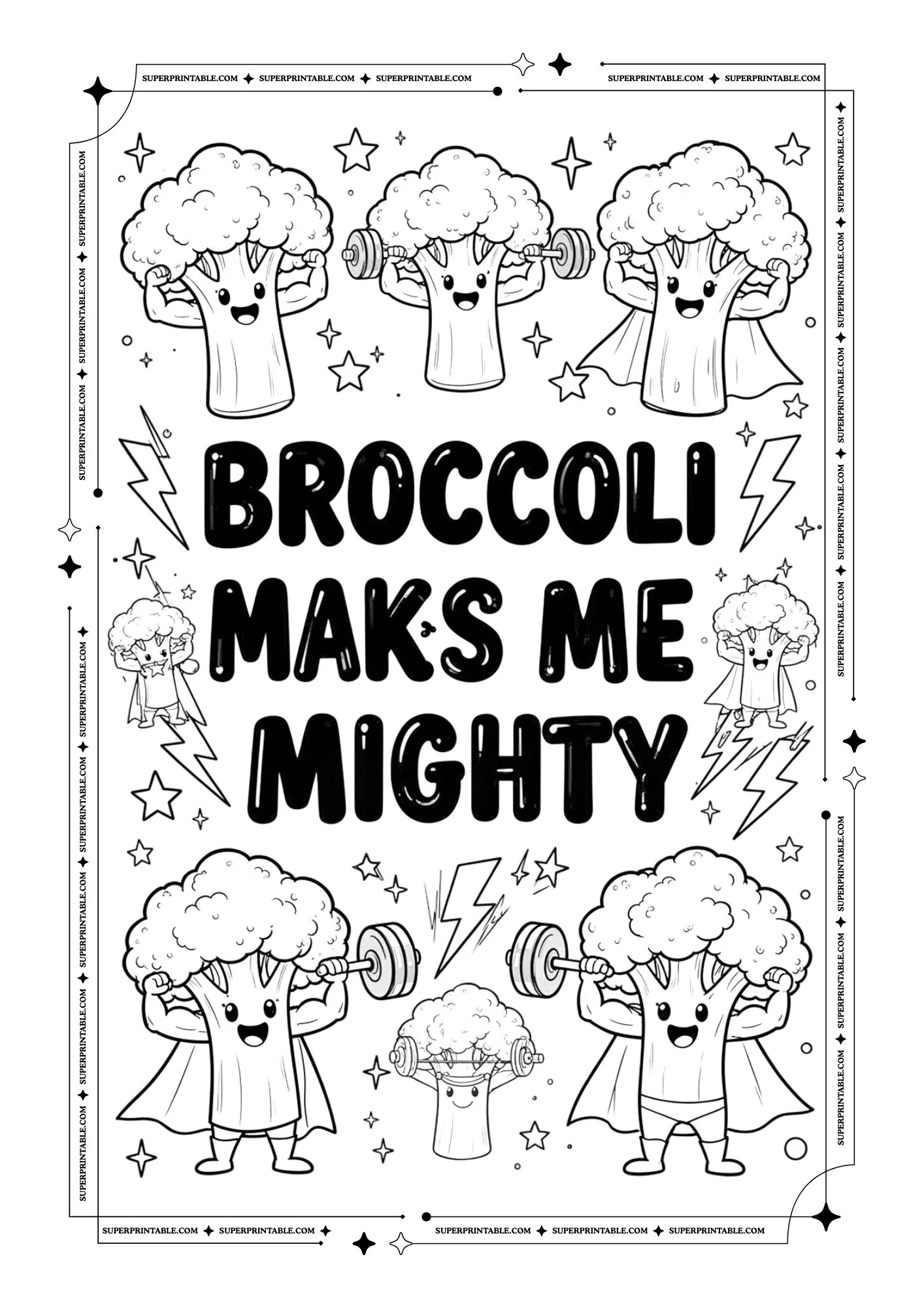 Healthy Broccoli Poster Coloring Pages 2