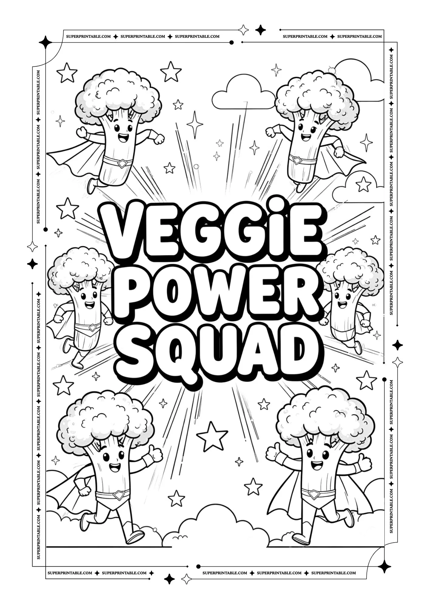 Healthy Broccoli Poster Coloring Pages 3