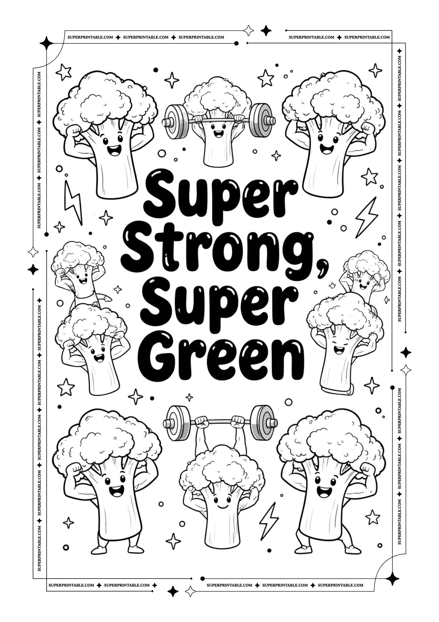 Healthy Broccoli Poster Coloring Pages 4