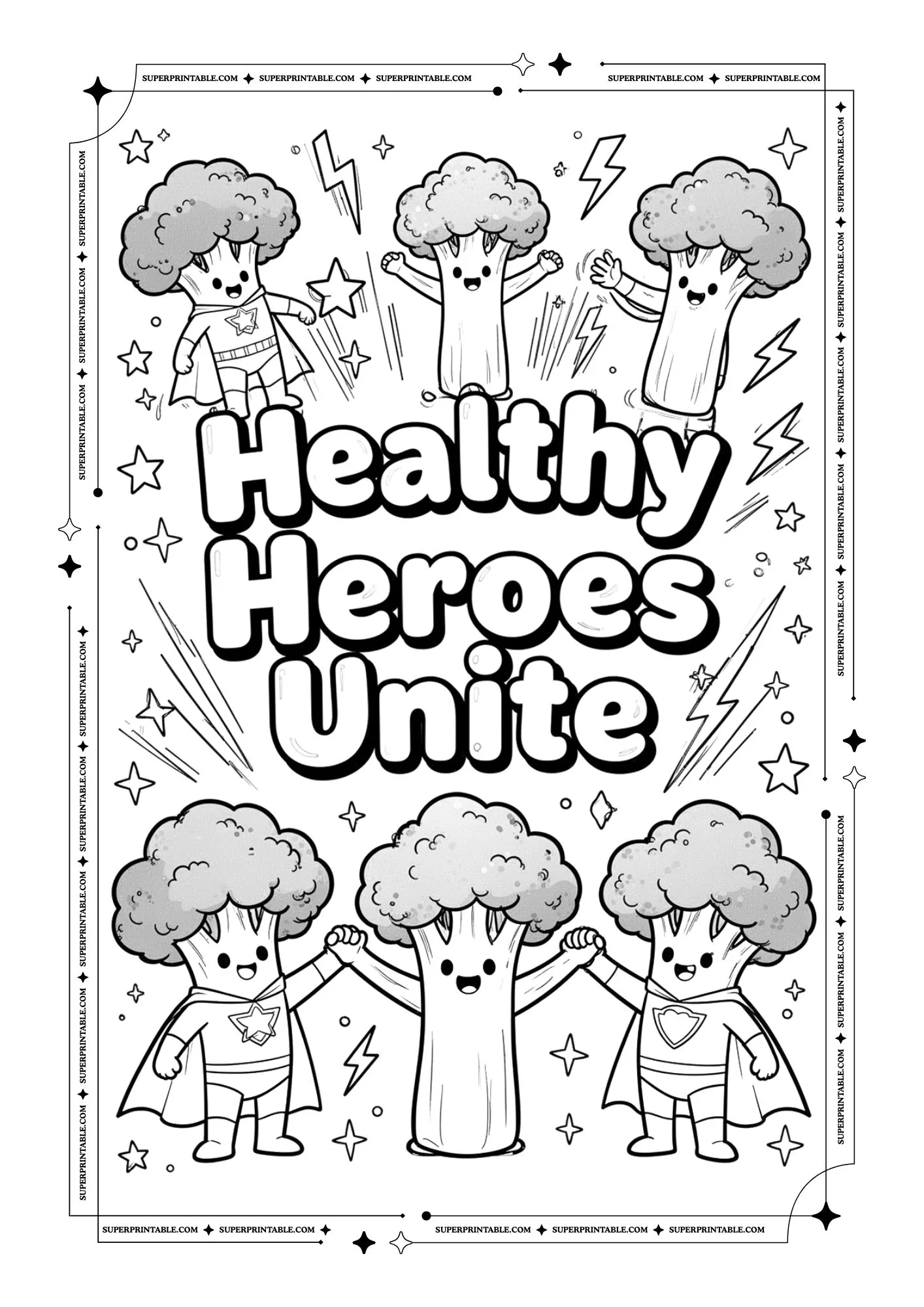 Healthy Broccoli Poster Coloring Pages 5