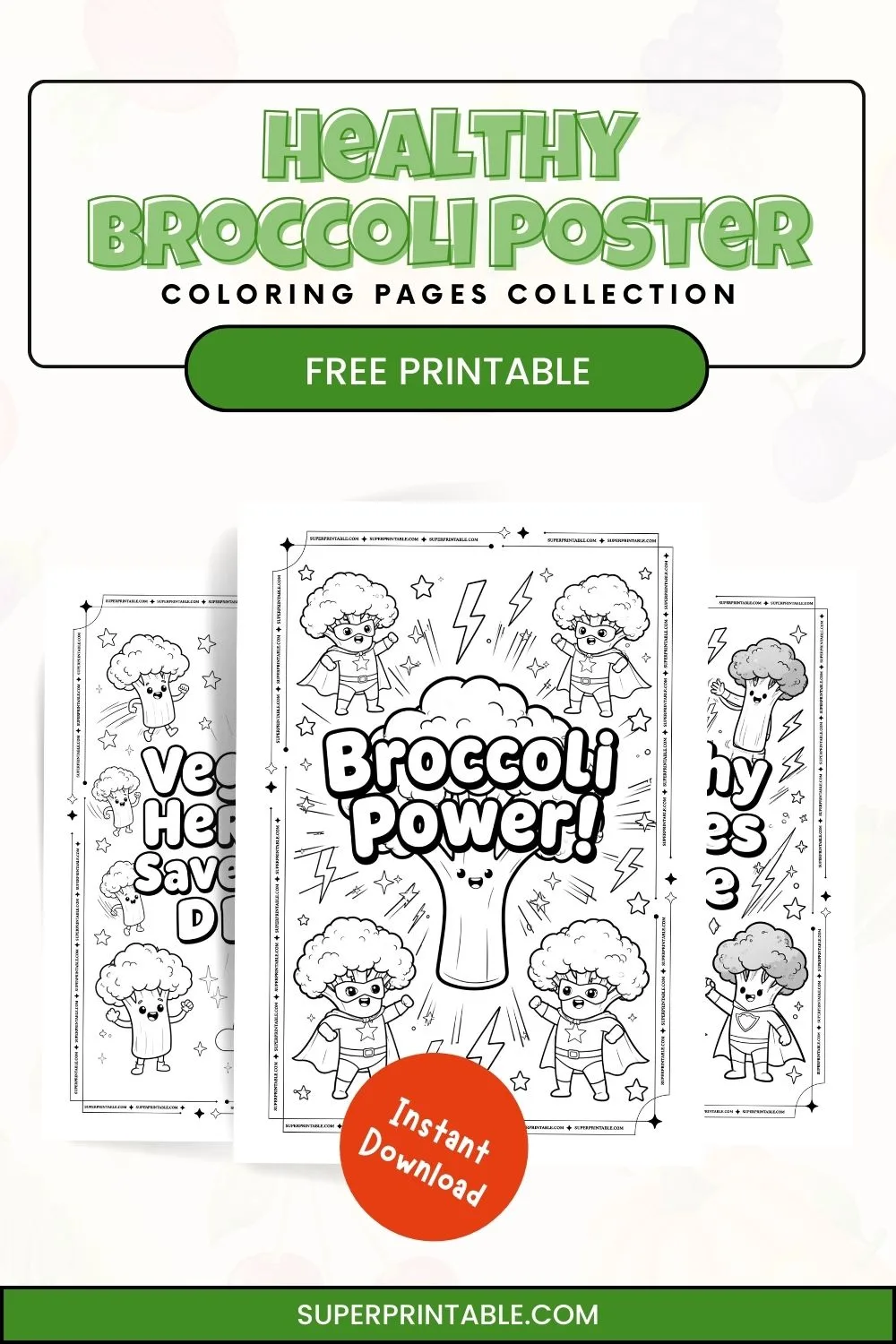 Healthy Broccoli Poster Coloring Pages Pinterest Image