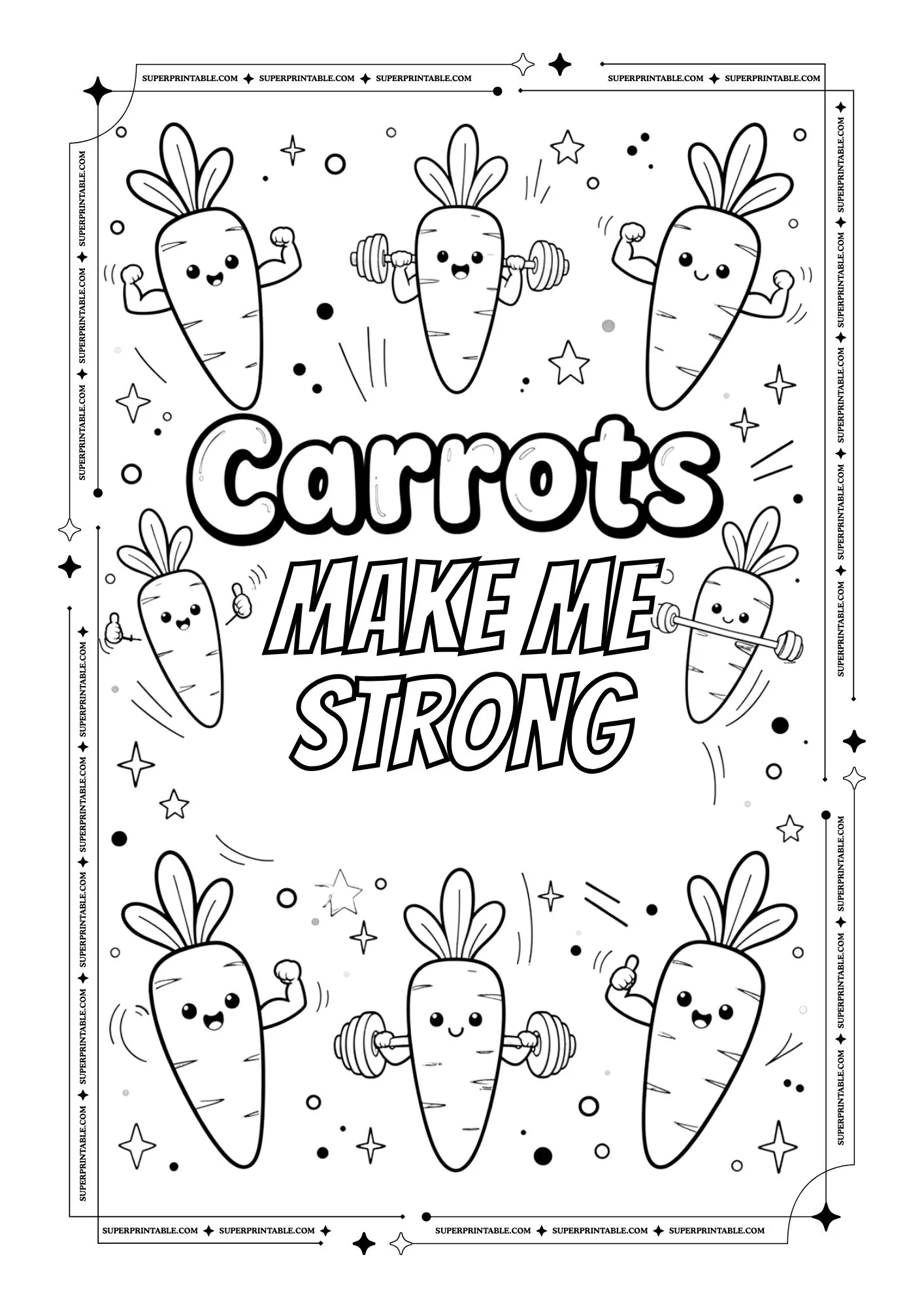 Healthy Carrots Poster Coloring Pages 1