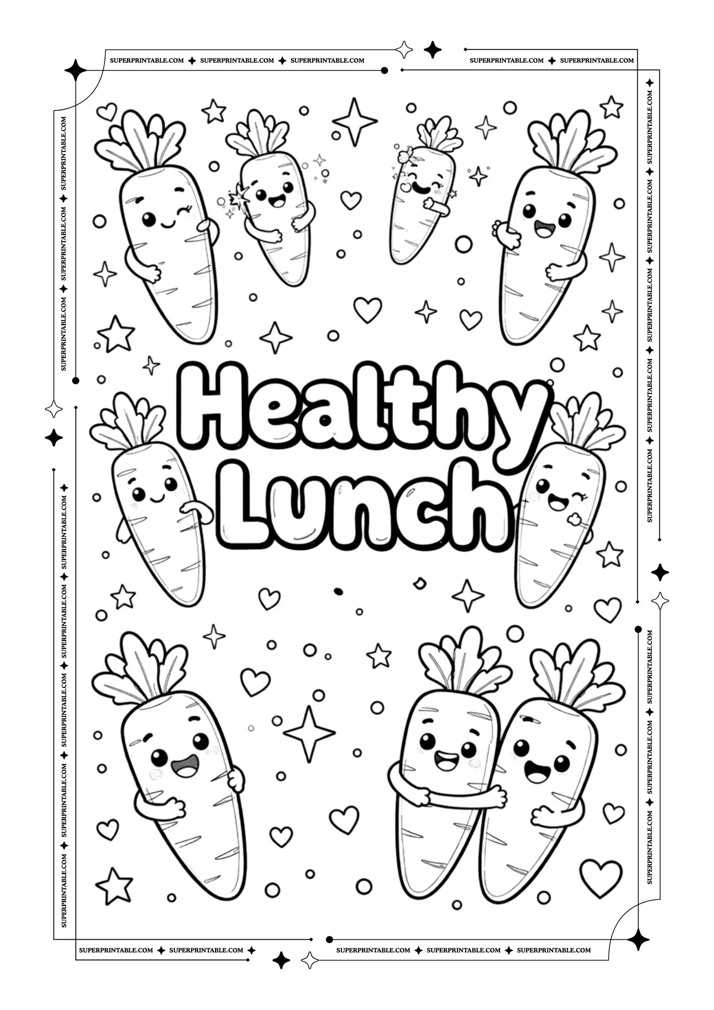 Healthy Carrots Poster Coloring Pages 2