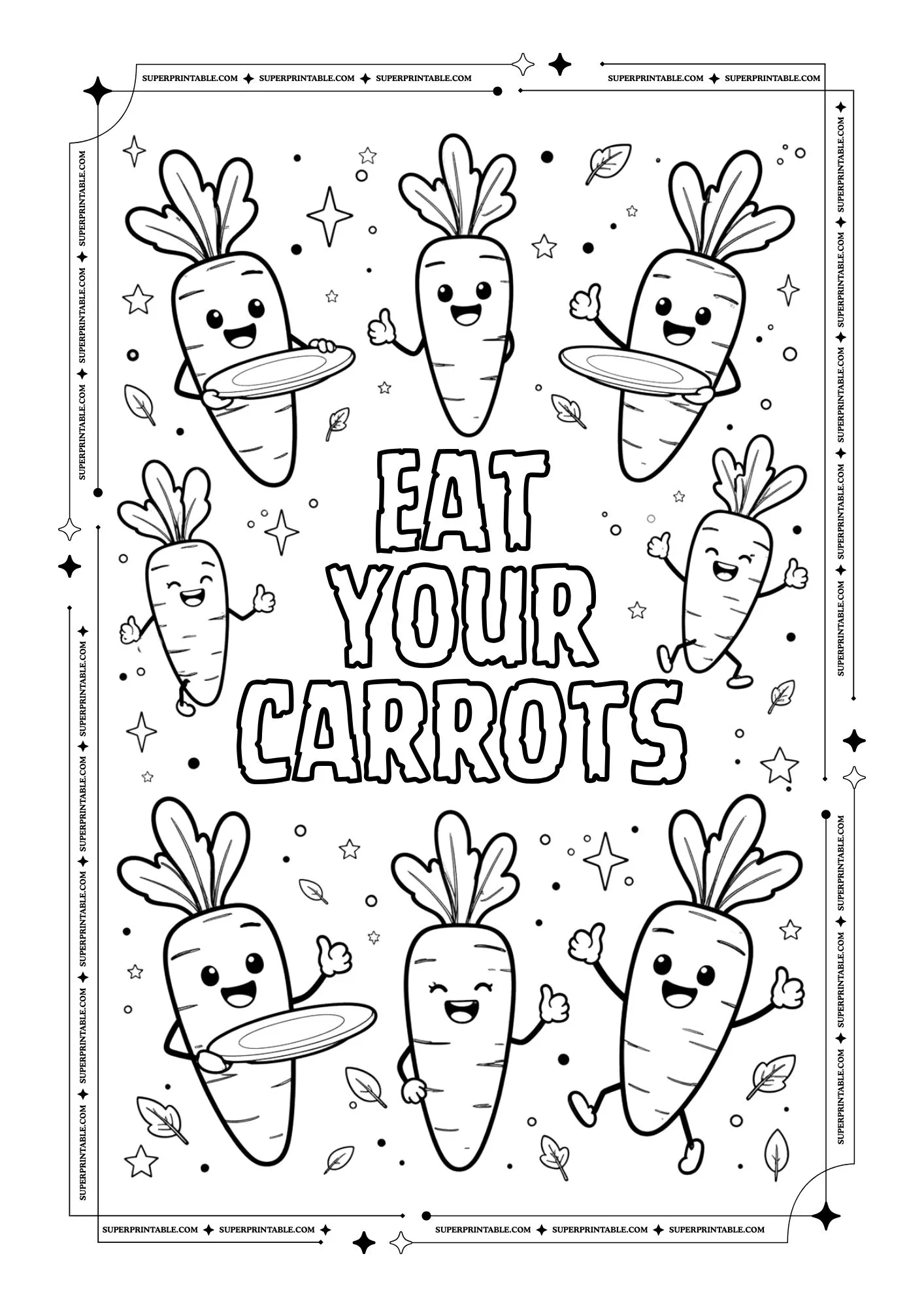 Healthy Carrots Poster Coloring Pages 3