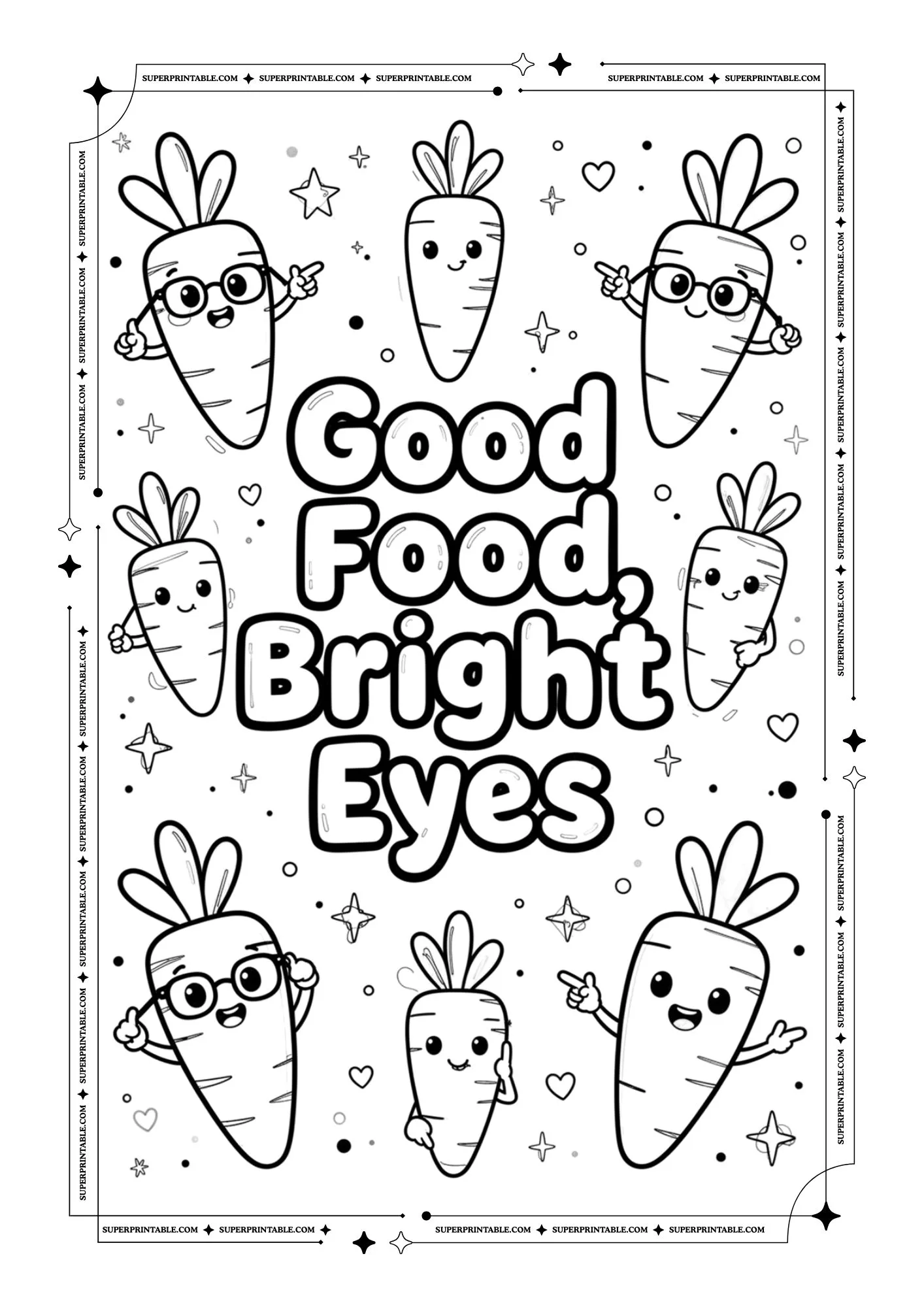 Healthy Carrots Poster Coloring Pages 4