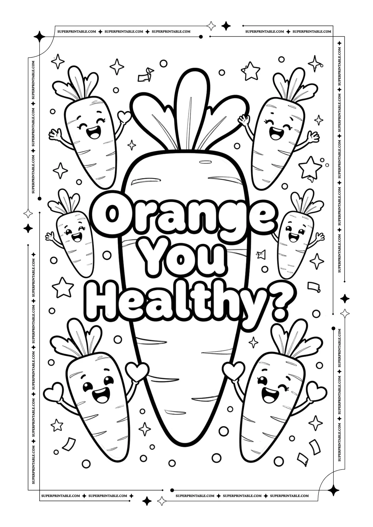 Healthy Carrots Poster Coloring Pages 5
