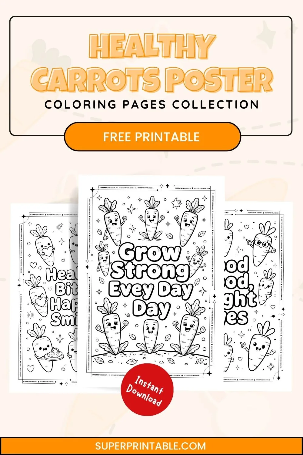 Healthy Carrots Poster Coloring Pages Pinterest Image