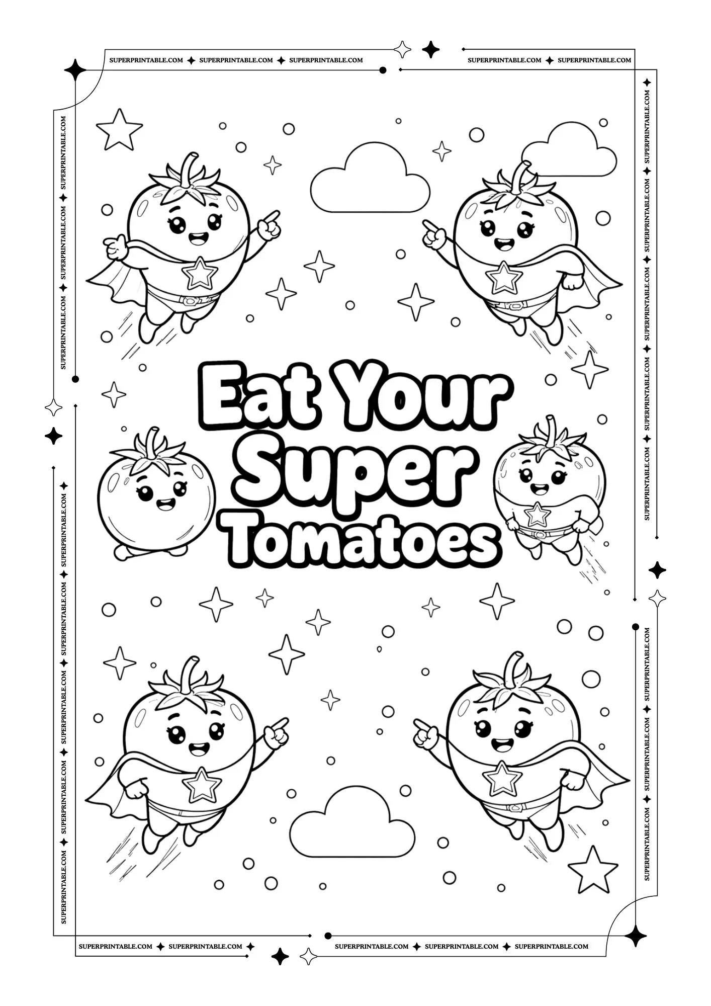 Healthy Tomato Poster Coloring Pages 3