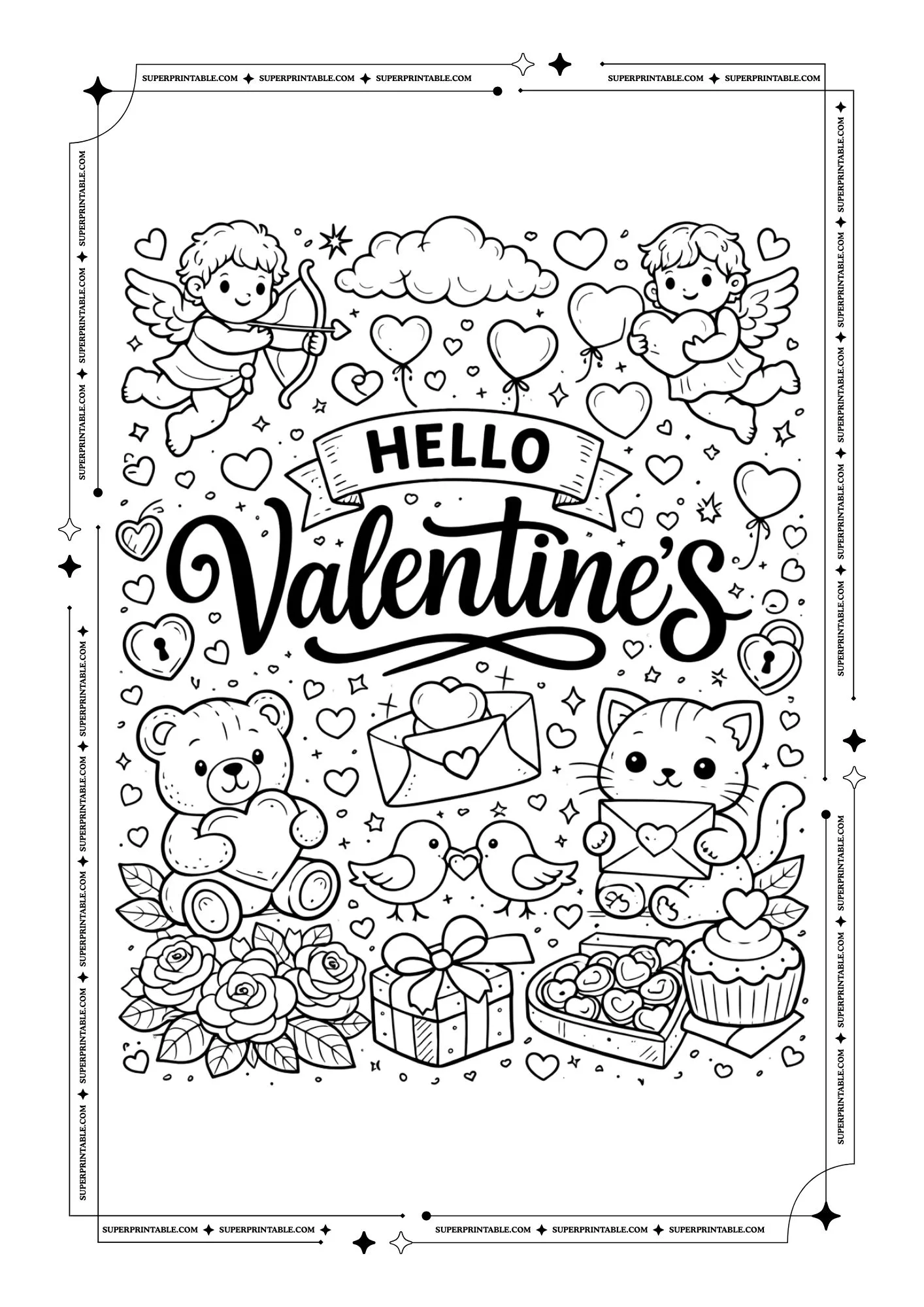 Hello Valentines Coloring Pages 1