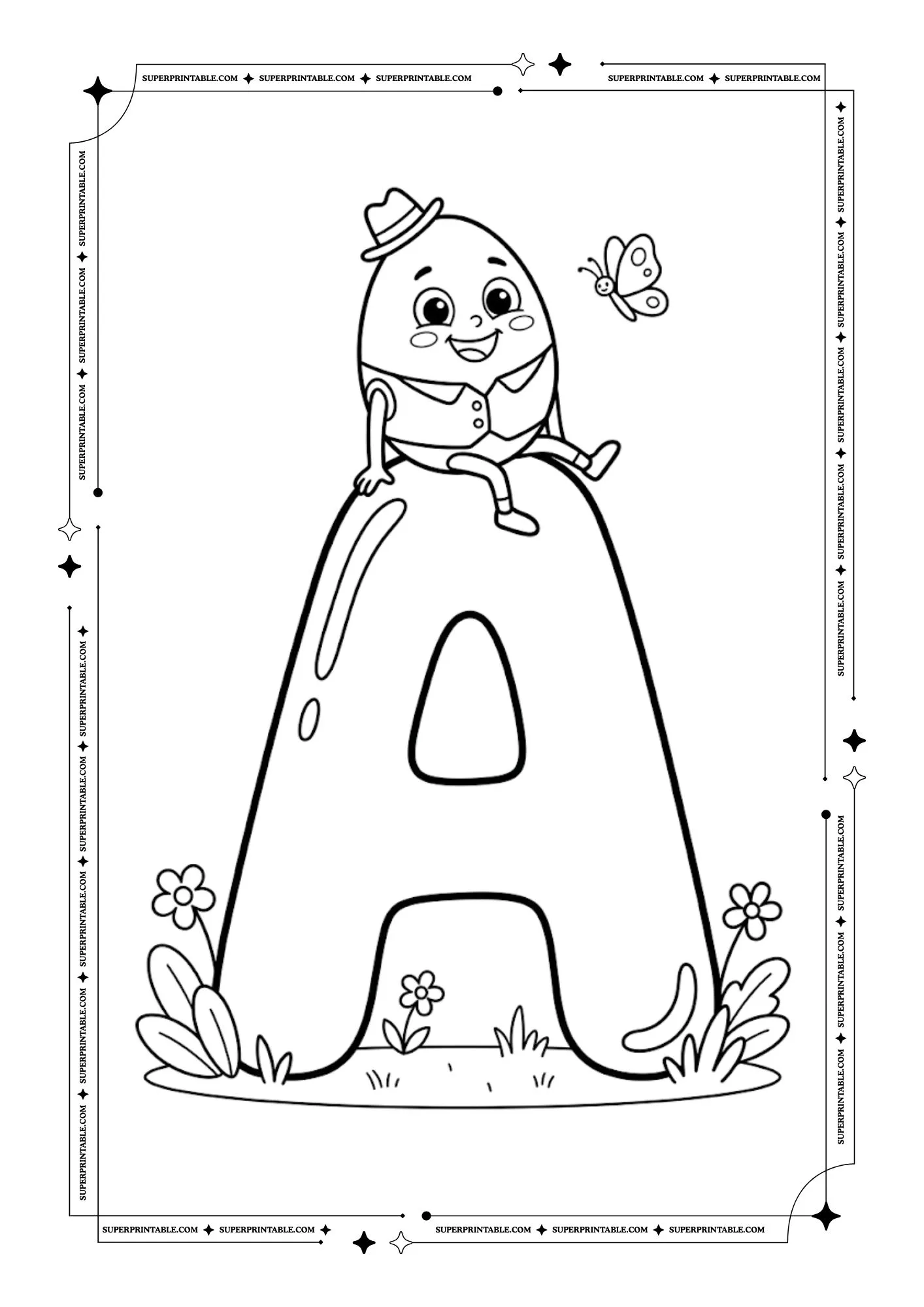 Humpty Dumpty Alphabet Coloring Pages 1