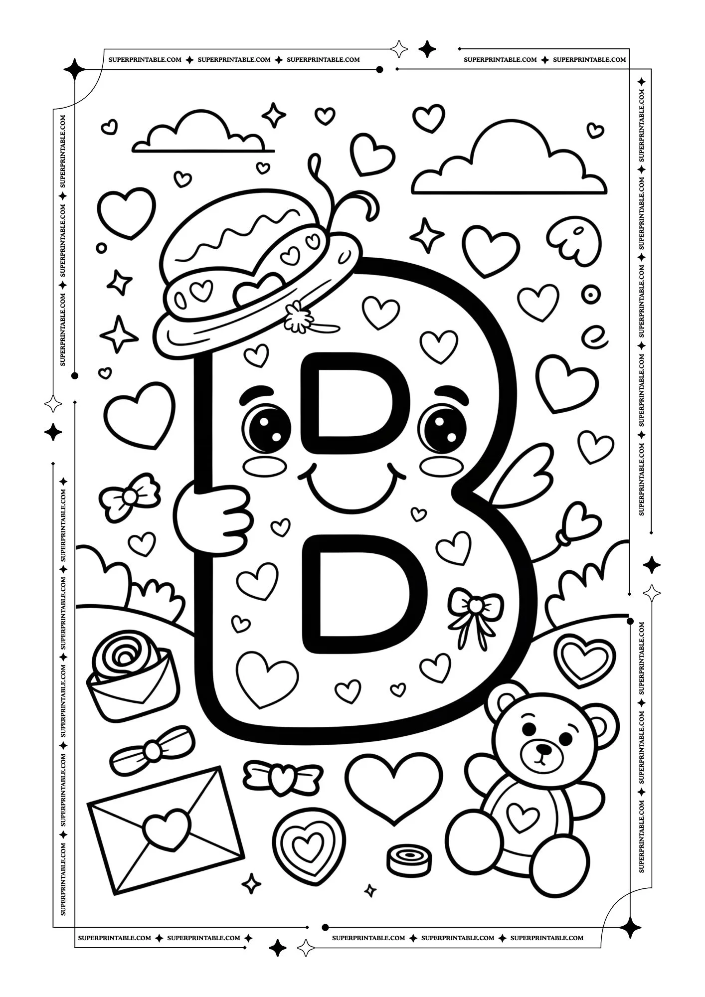 Kawaii Love Alphabet Coloring Pages 2
