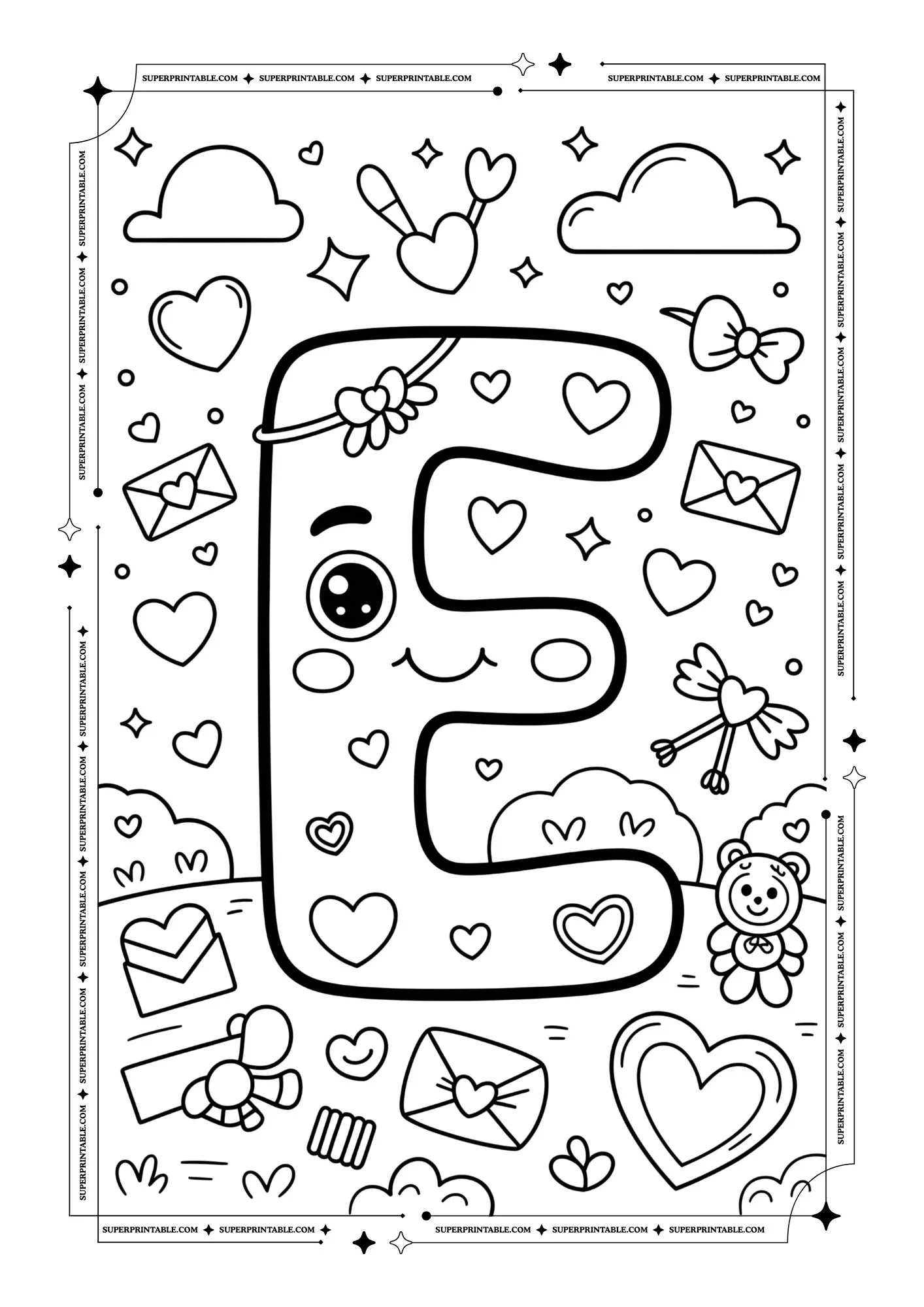 Kawaii Love Alphabet Coloring Pages 5