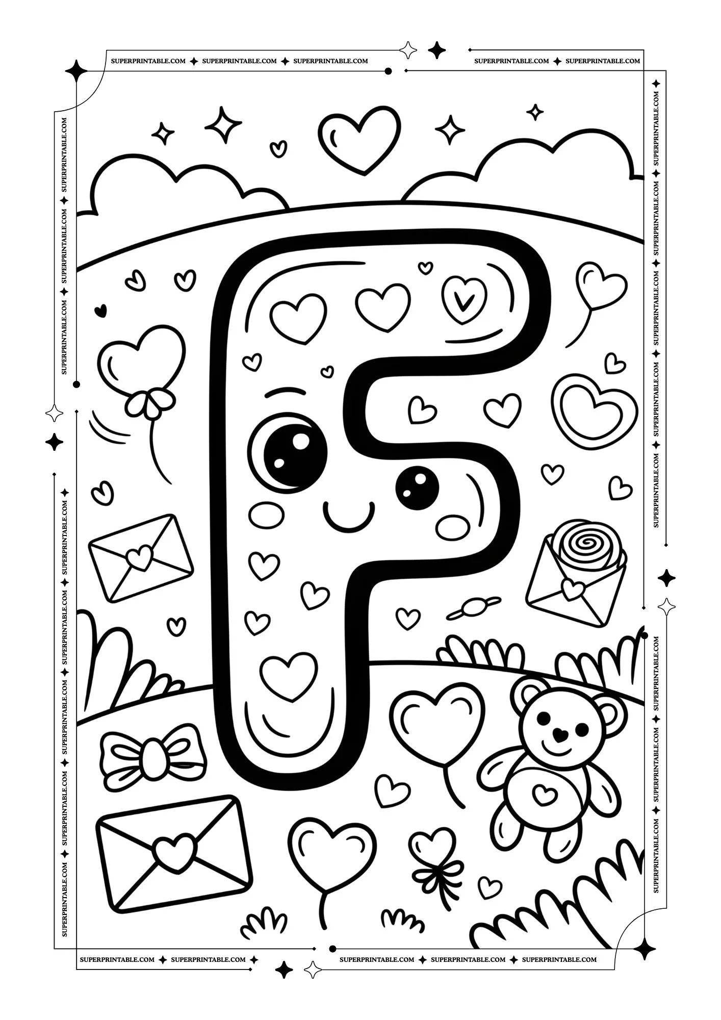 Kawaii Love Alphabet Coloring Pages 6