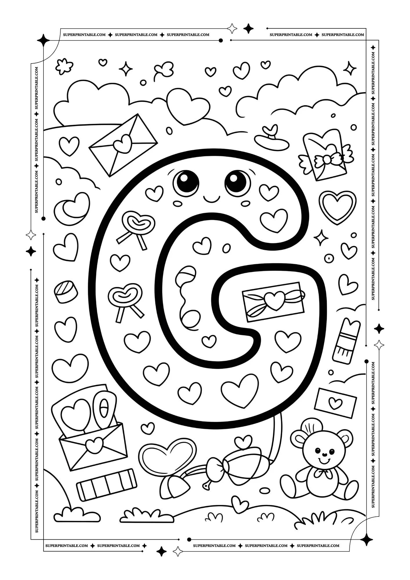 Kawaii Love Alphabet Coloring Pages 7