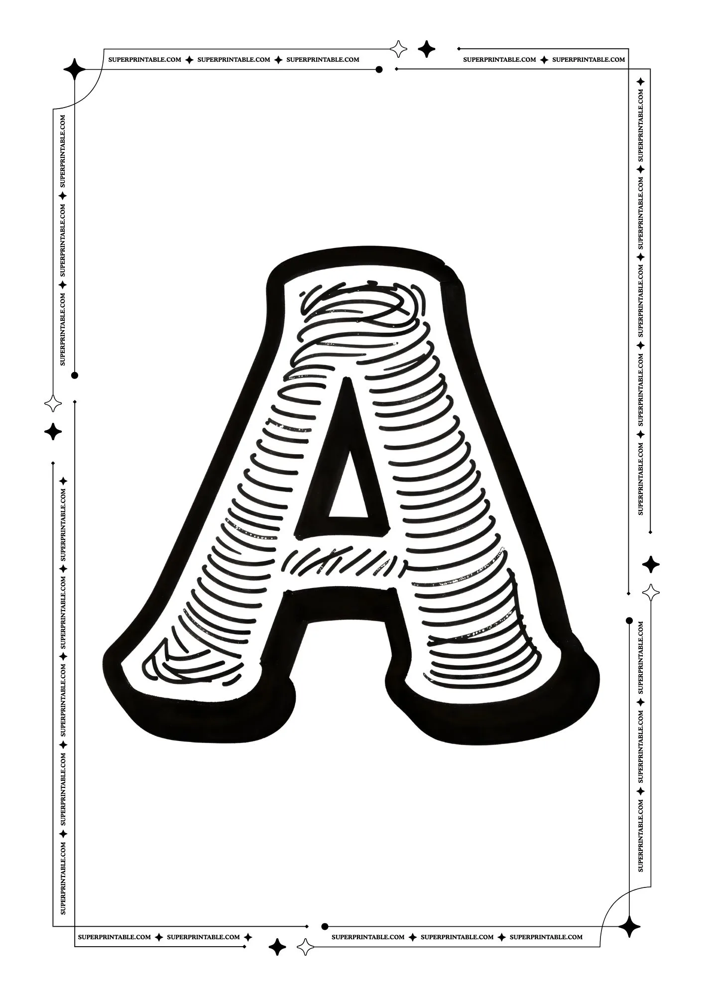 Kids Sketched Alphabet Coloring Pages 1