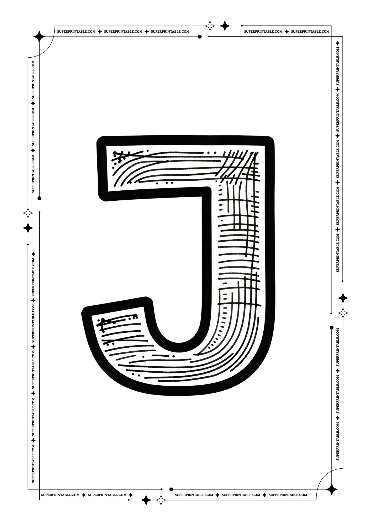 Kids Sketched Alphabet Coloring Pages 10