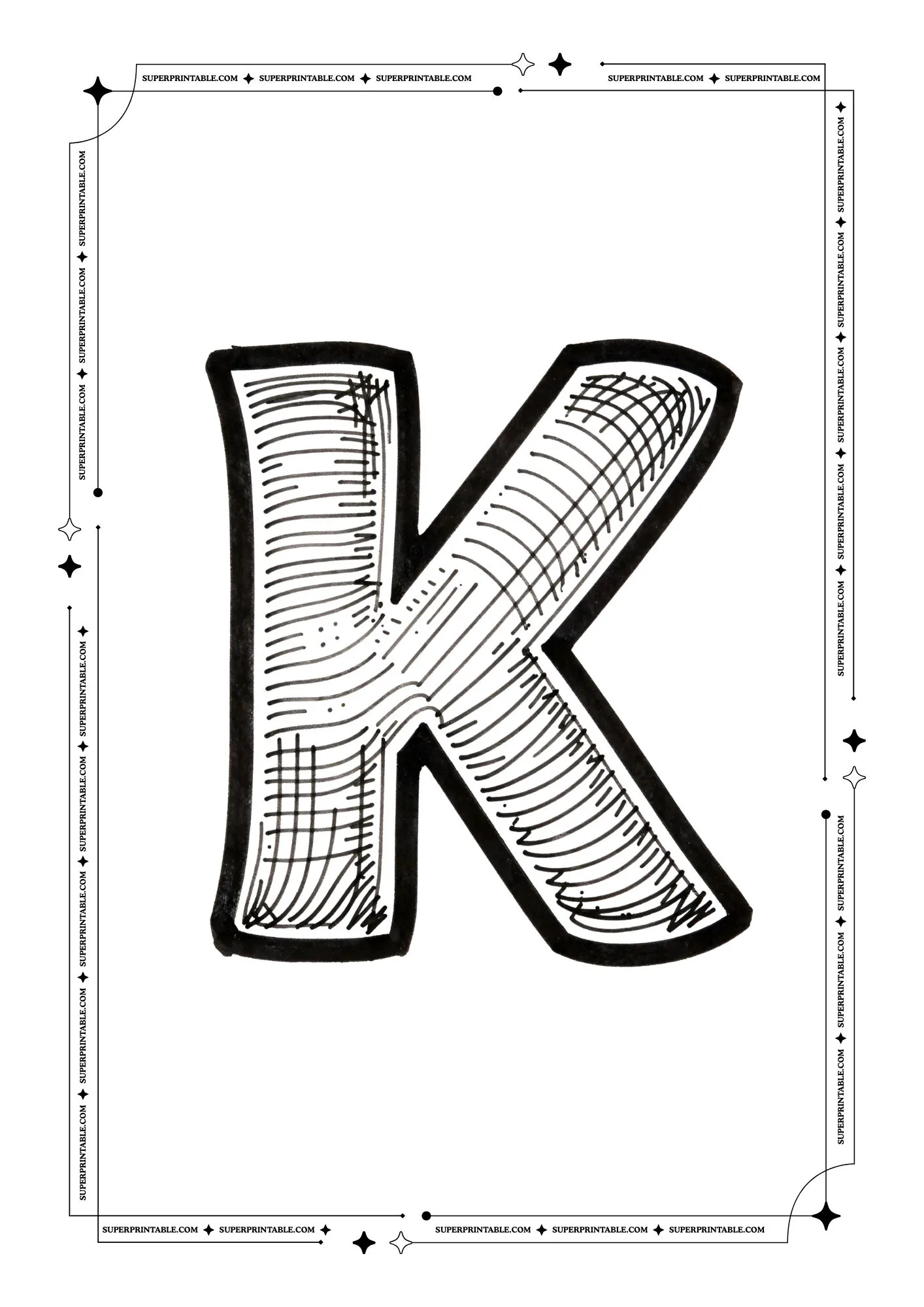 Kids Sketched Alphabet Coloring Pages 11