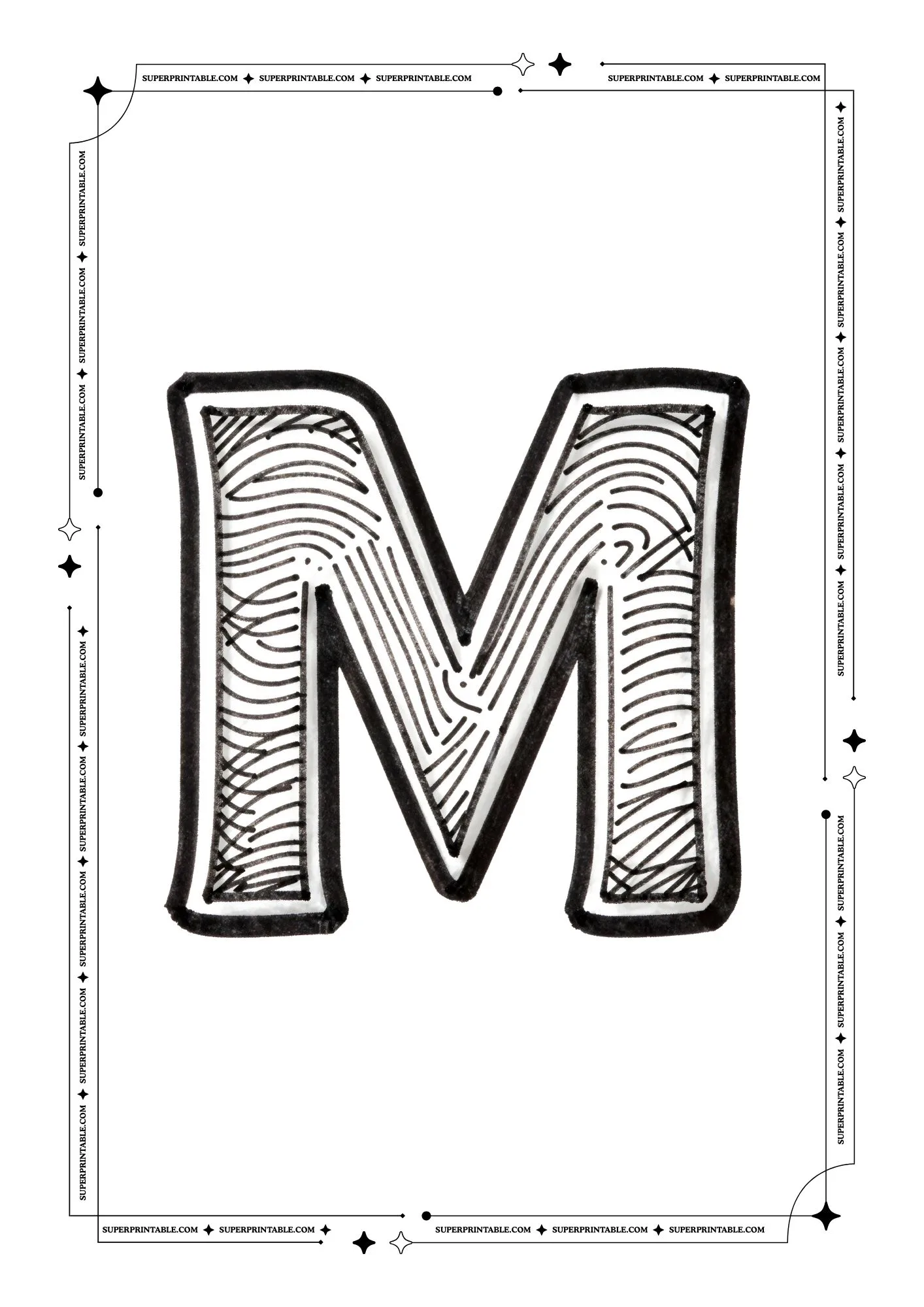 Kids Sketched Alphabet Coloring Pages 13