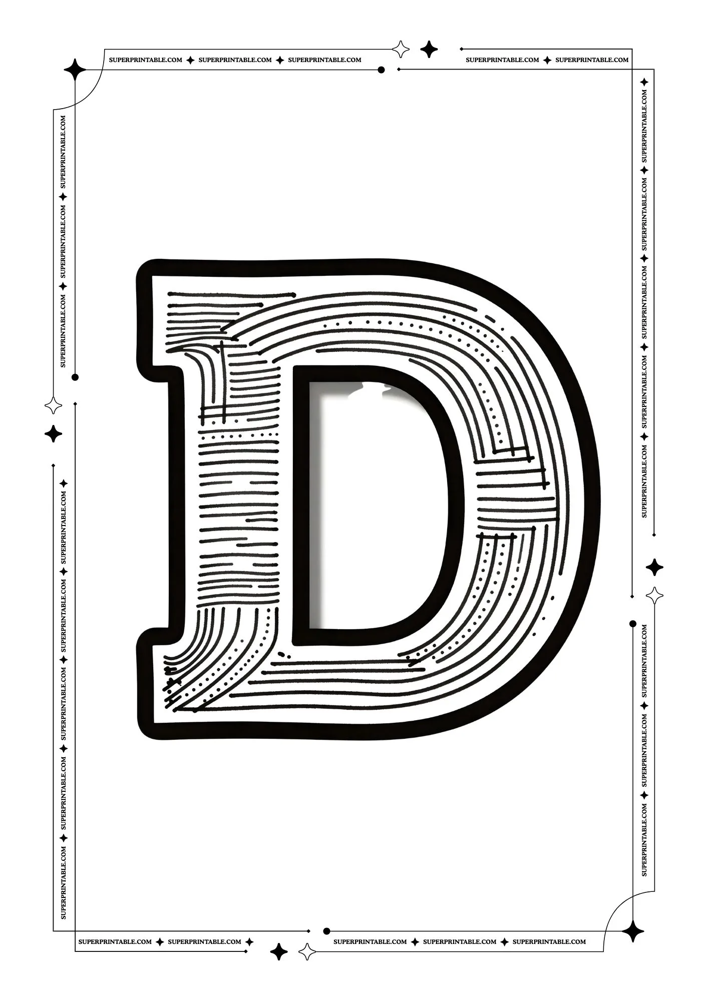 Kids Sketched Alphabet Coloring Pages 4