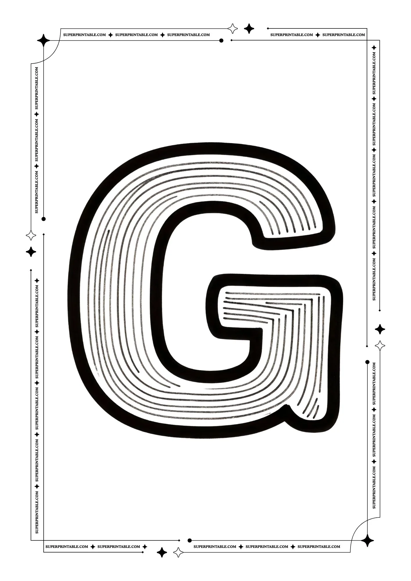 Kids Sketched Alphabet Coloring Pages 7