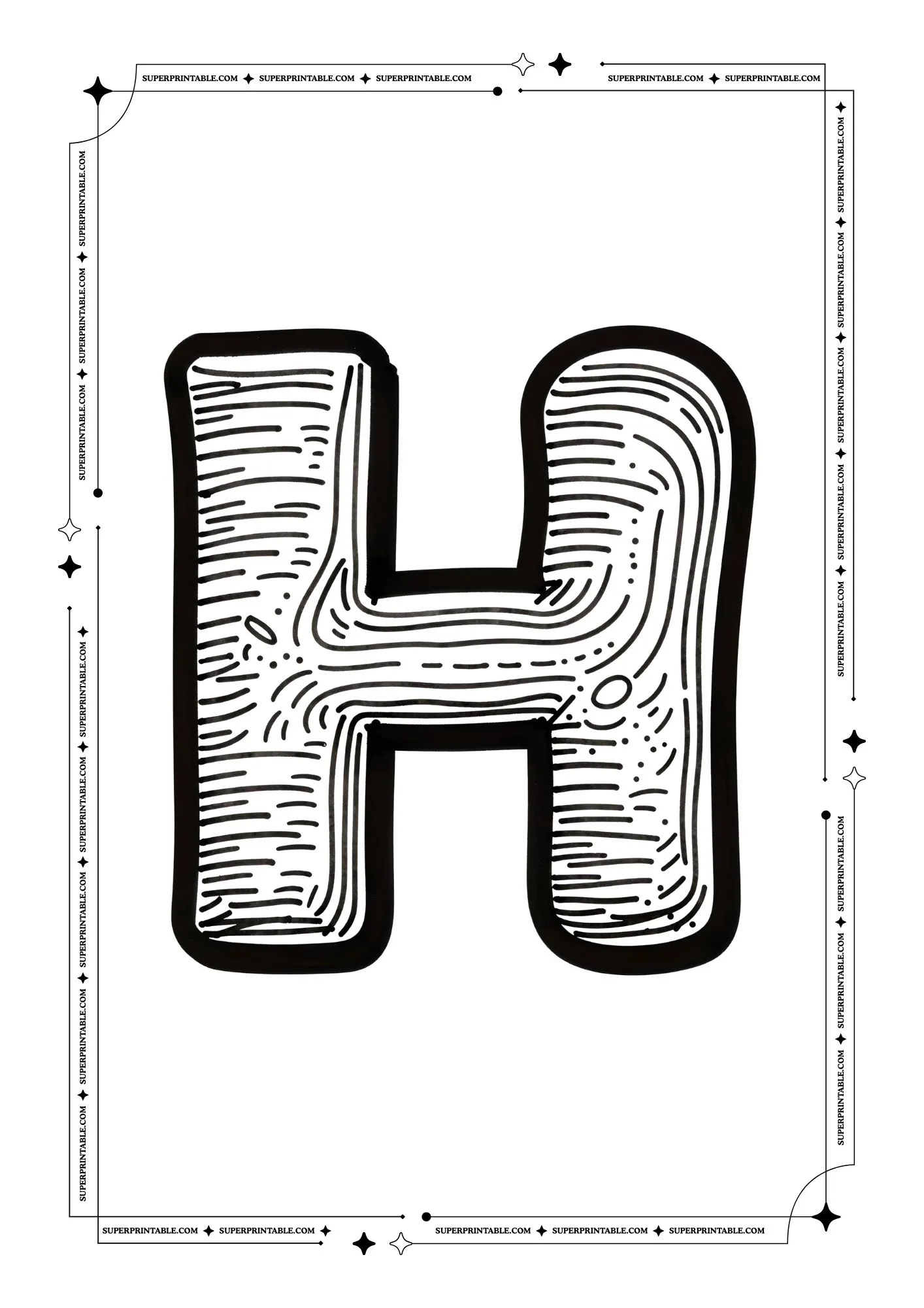 Kids Sketched Alphabet Coloring Pages 8