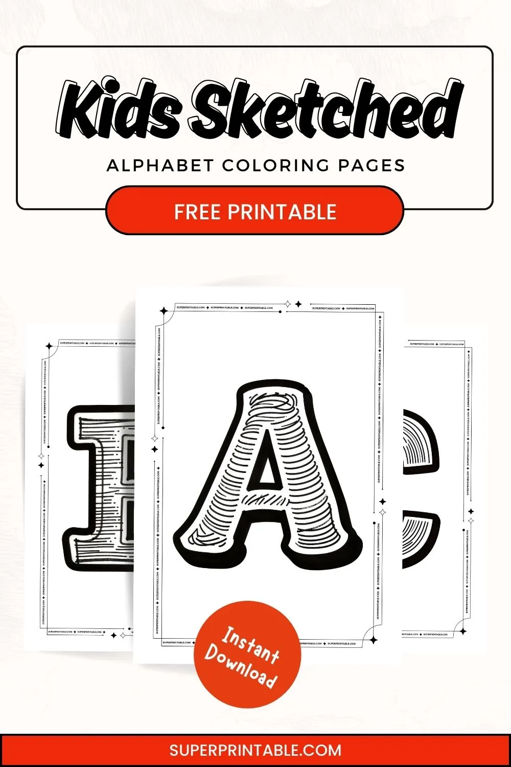 Kids Sketched Alphabet Coloring Pages Pinterest Image