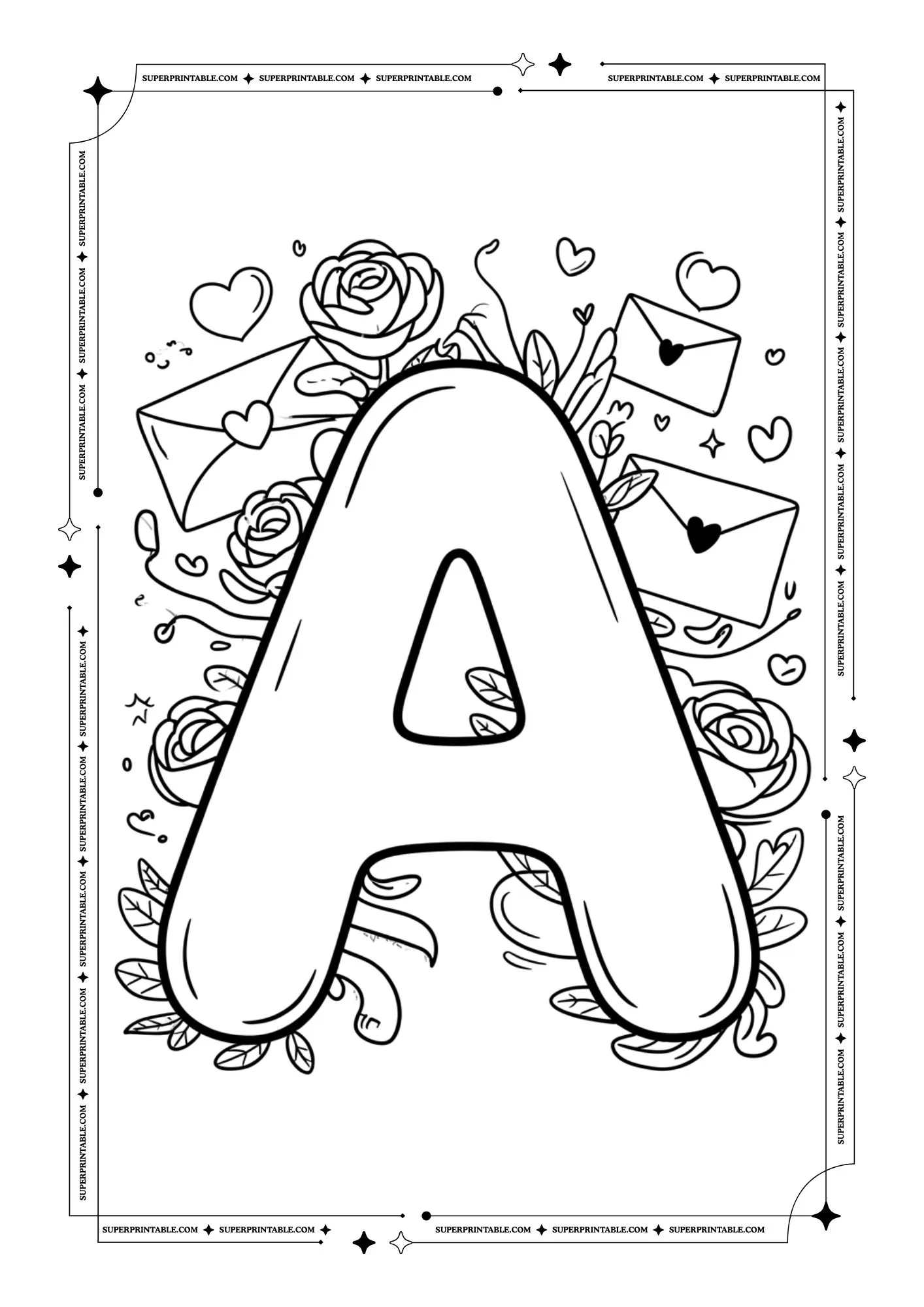 Love Notes Alphabet Coloring Pages 1
