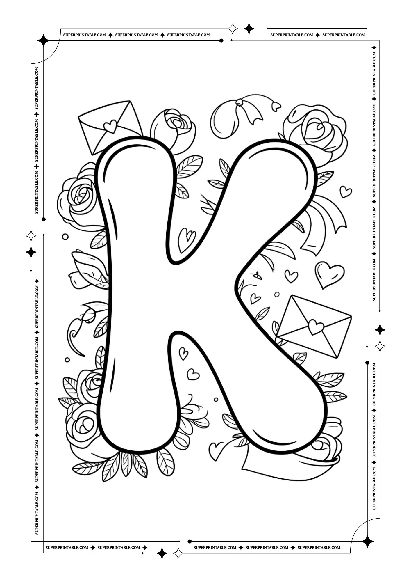 Love Notes Alphabet Coloring Pages 11